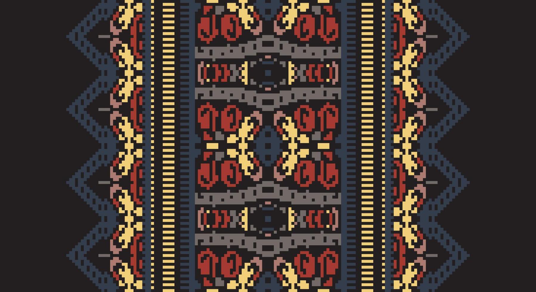 Bukhara pattern Seamless Scandinavian pattern Motif embroidery, Pixel Ikat embroidery Design for Print figure tribal ink on cloth patola sari vector