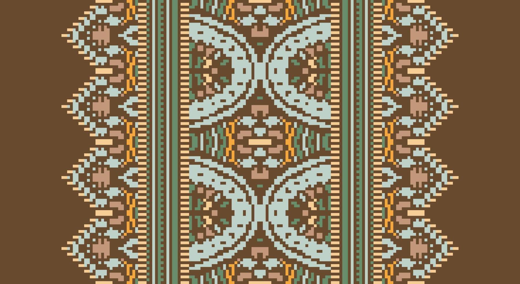 Bukhara pattern Seamless Scandinavian pattern Motif embroidery, Pixel Ikat embroidery Design for Print tie dyeing pillowcase sambal puri kurti mughal architecture vector