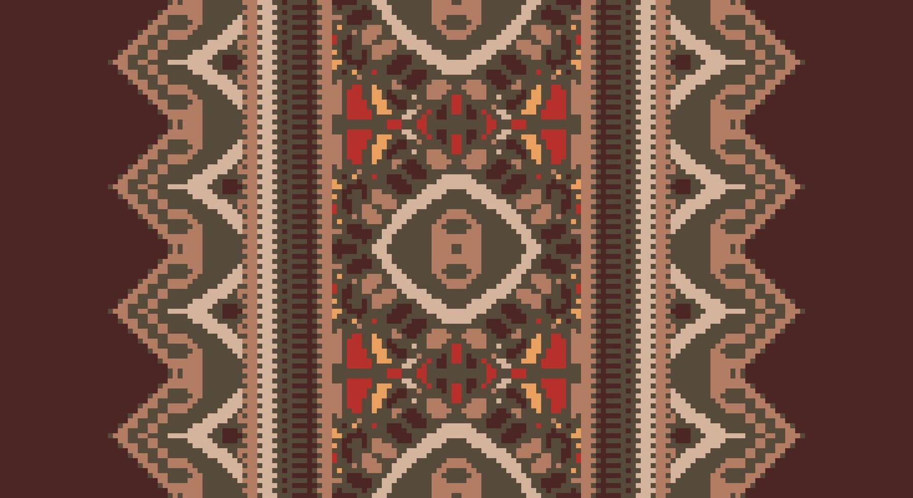 Fashion pattern Seamless Native American, Motif embroidery, Pixel Ikat embroidery Design for Print tie dyeing pillowcase sambal puri kurti mughal architecture vector