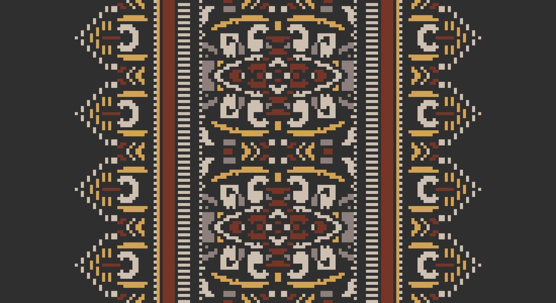 Fashion pattern Seamless Bandana print silk Motif embroidery, Pixel Ikat embroidery Design for Print scandinavian pattern saree ethnic nativity gypsy pattern vector