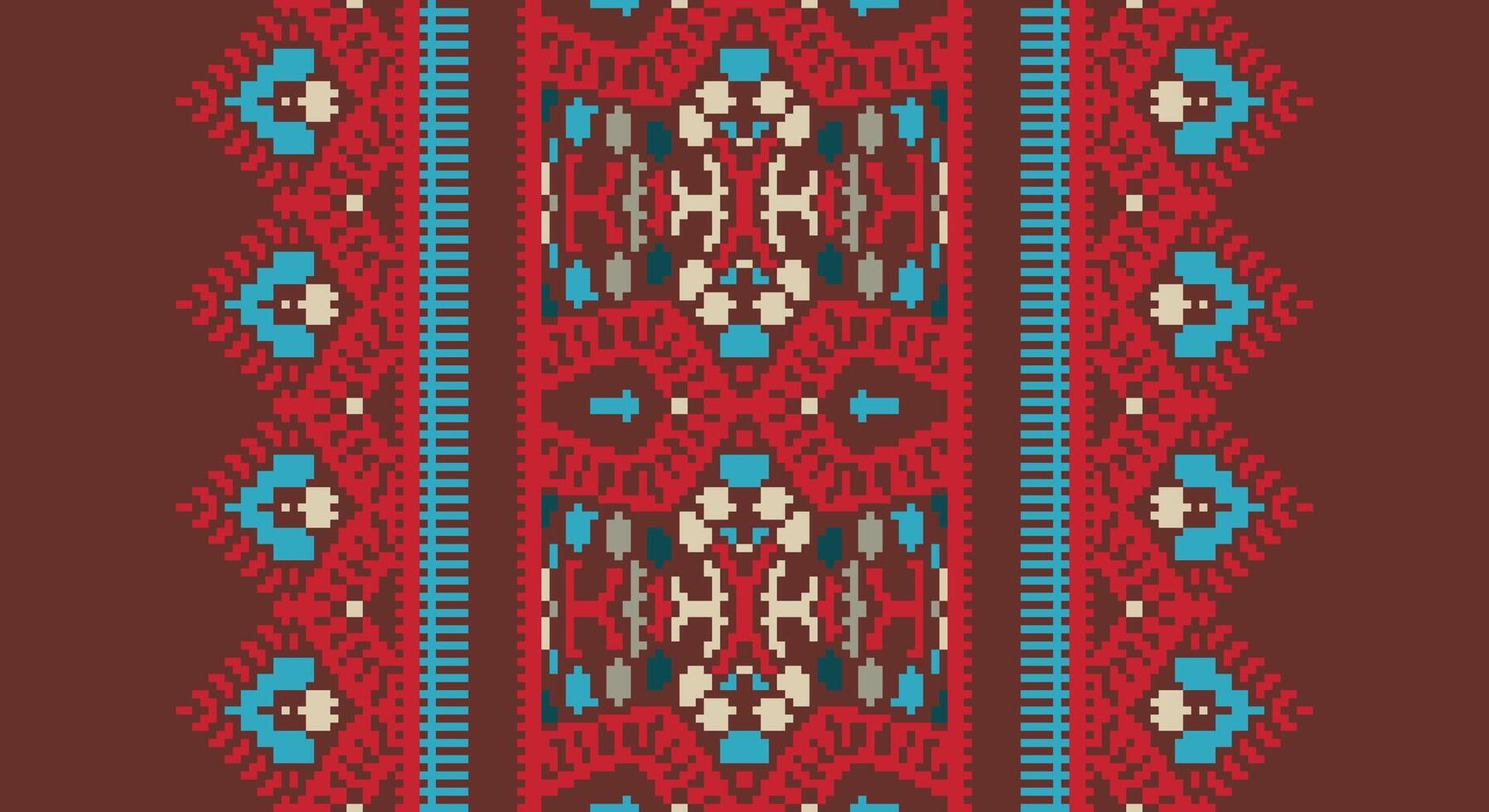 Fashion pattern Seamless Australian aboriginal pattern Motif embroidery, Pixel Ikat embroidery Design for Print egyptian pattern tibetan mandala bandanna vector