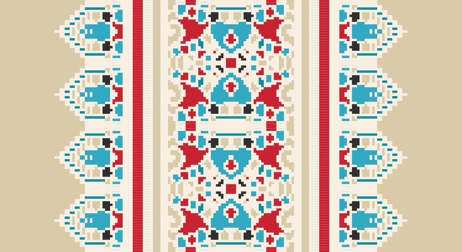 Fashion pattern Seamless Mughal architecture Motif embroidery, Pixel Ikat embroidery Design for Print scarf hijab pattern kerchief Pixel Ikat Silk kurti model mughal patterns vector