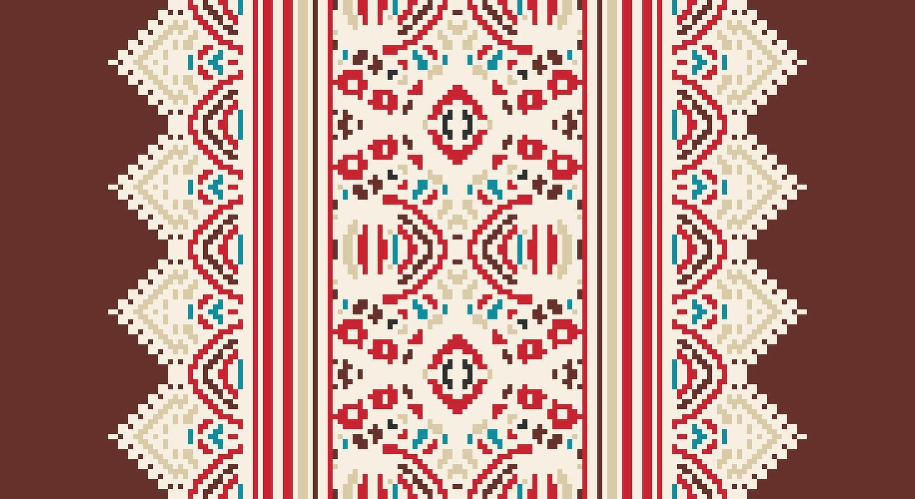 Fashion pattern Seamless Mughal architecture Motif embroidery, Pixel Ikat embroidery Design for Print indigenous art aboriginal art pattern floral kurti mughal border vector