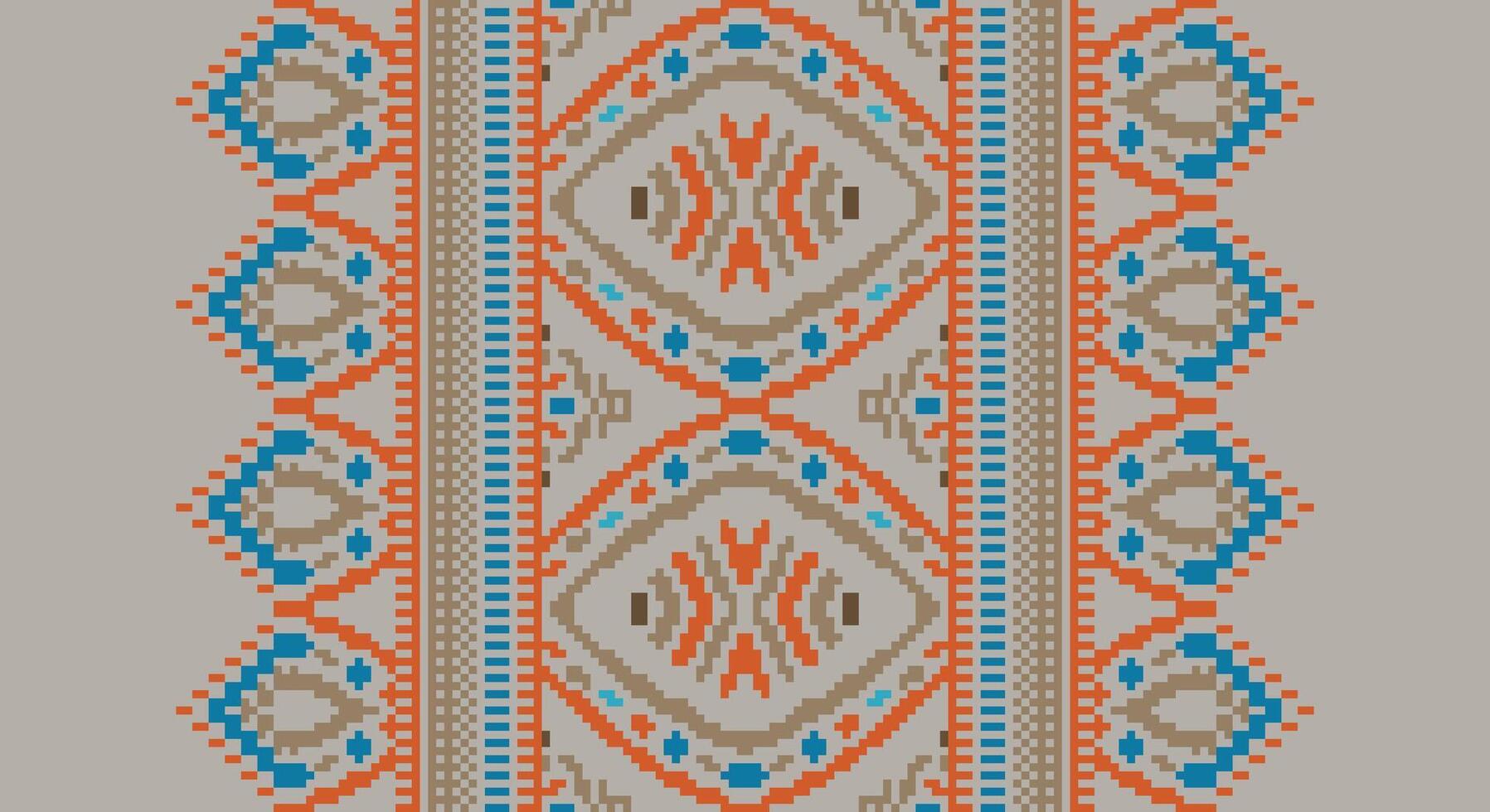 Fashion pattern Seamless Scandinavian pattern Motif embroidery, Pixel Ikat embroidery Design for Print australian curtain pattern geometric pillow model kurti mughal flowers vector
