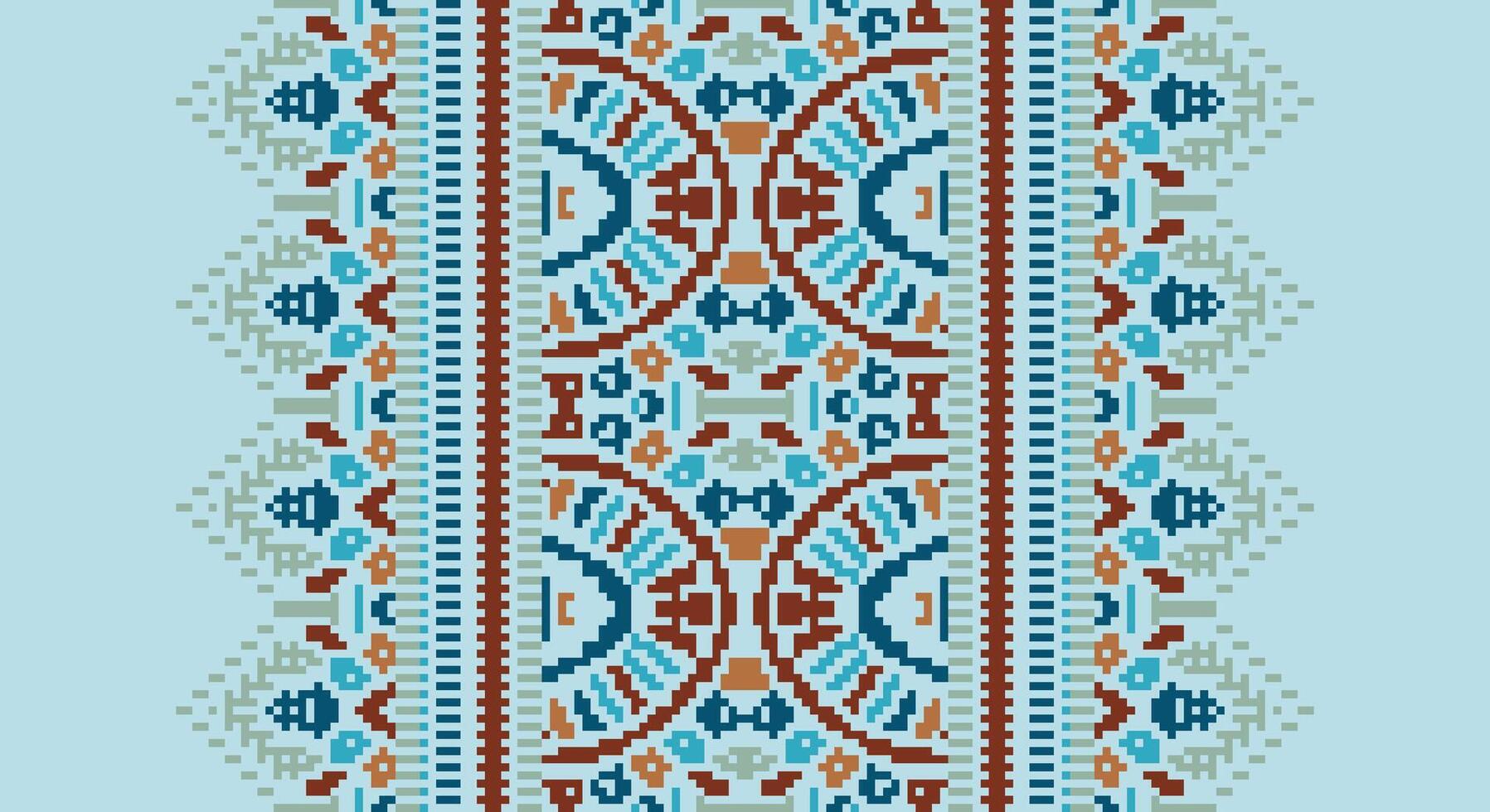 Fashion pattern Seamless Scandinavian pattern Motif embroidery, Pixel Ikat embroidery Design for Print border embroidery ancient egypt vector