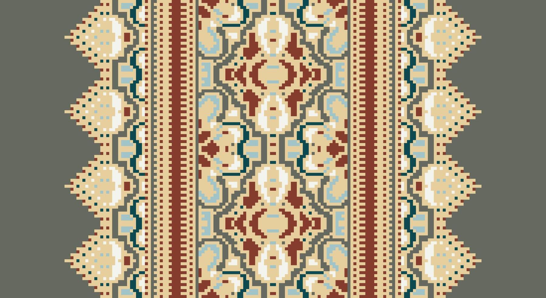 Fashion pattern Seamless Mughal architecture Motif embroidery, Pixel Ikat embroidery Design for Print scandinavian pattern saree ethnic nativity gypsy pattern vector