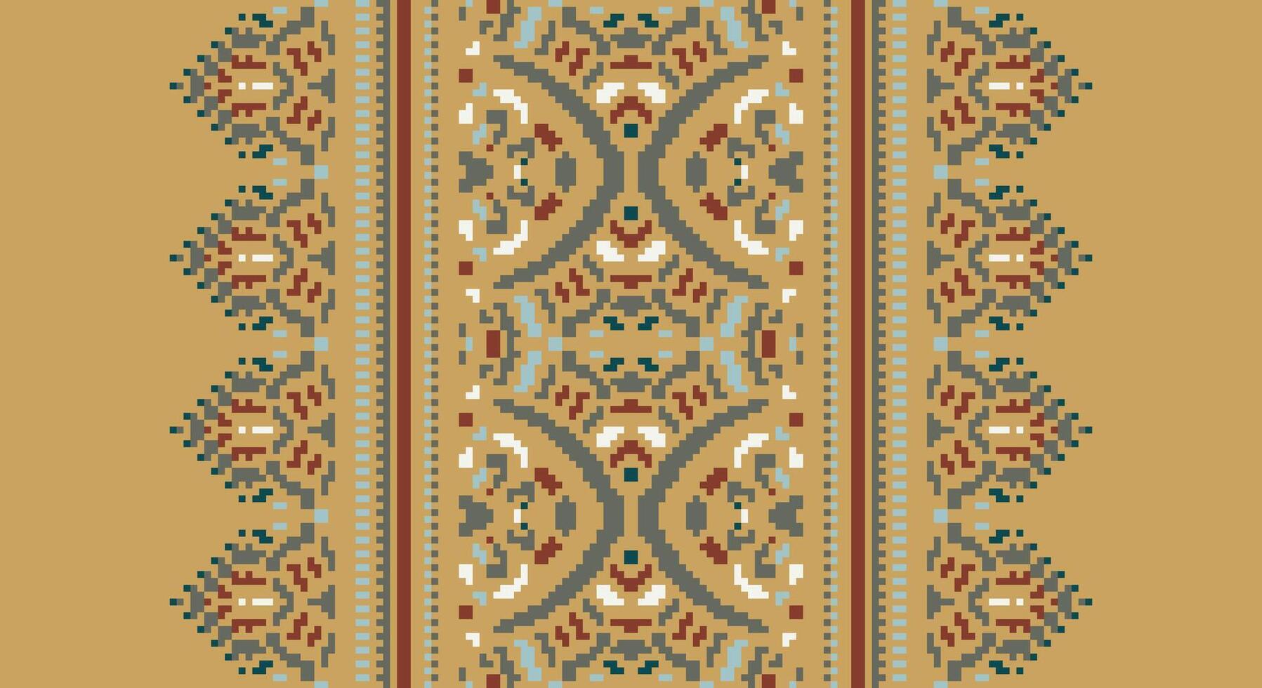 Fashion pattern Seamless Scandinavian pattern Motif embroidery, Pixel Ikat embroidery Design for Print indonesian batik motif embroidery native american kurta mughal design vector