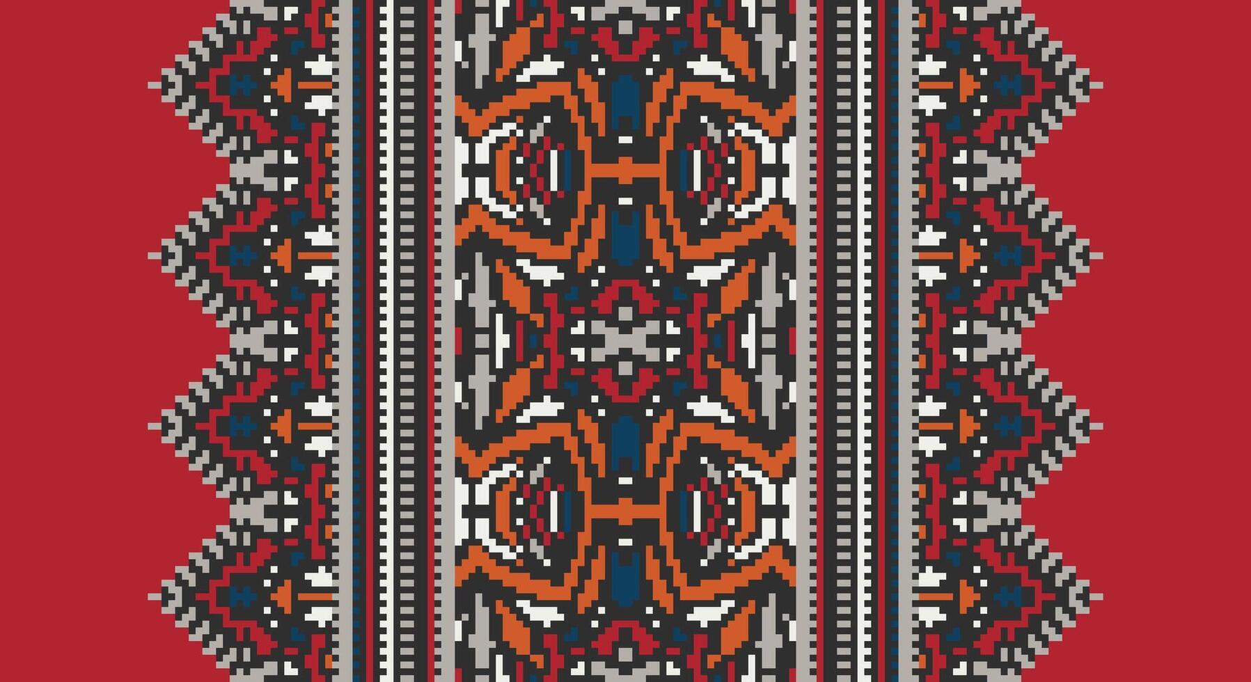 Fashion pattern Seamless Scandinavian pattern Motif embroidery, Pixel Ikat embroidery Design for Print jacquard slavic pattern folklore pattern kente arabesque vector