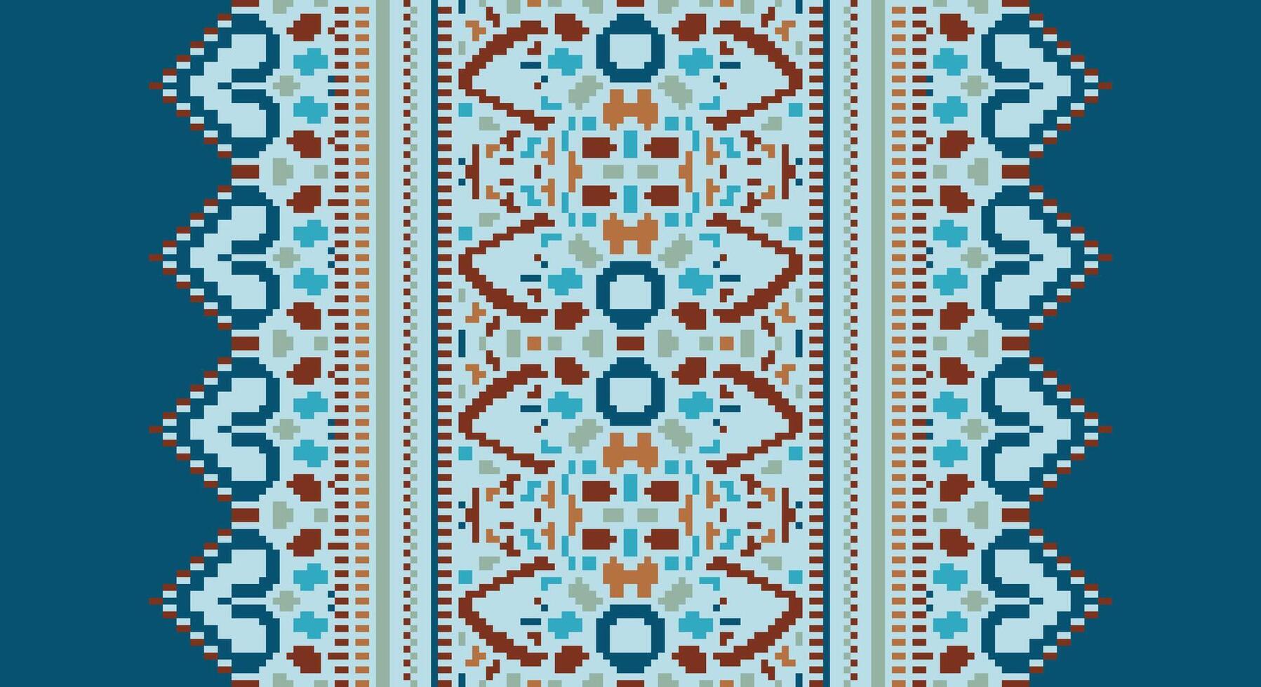 Fashion pattern Seamless Scandinavian pattern Motif embroidery, Pixel Ikat embroidery Design for Print figure tribal ink on cloth patola sari vector