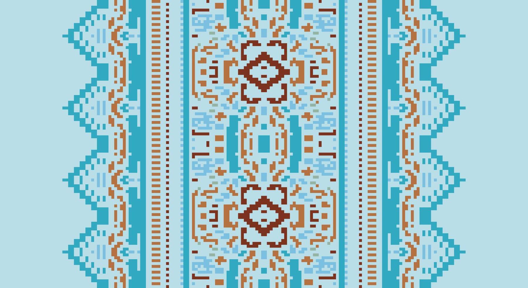 Tissue Dupatta Seamless Native American, Motif embroidery, Pixel Ikat embroidery Design for Print endless arabesque cloth dupatta shawl bandana print silk kurta men vector