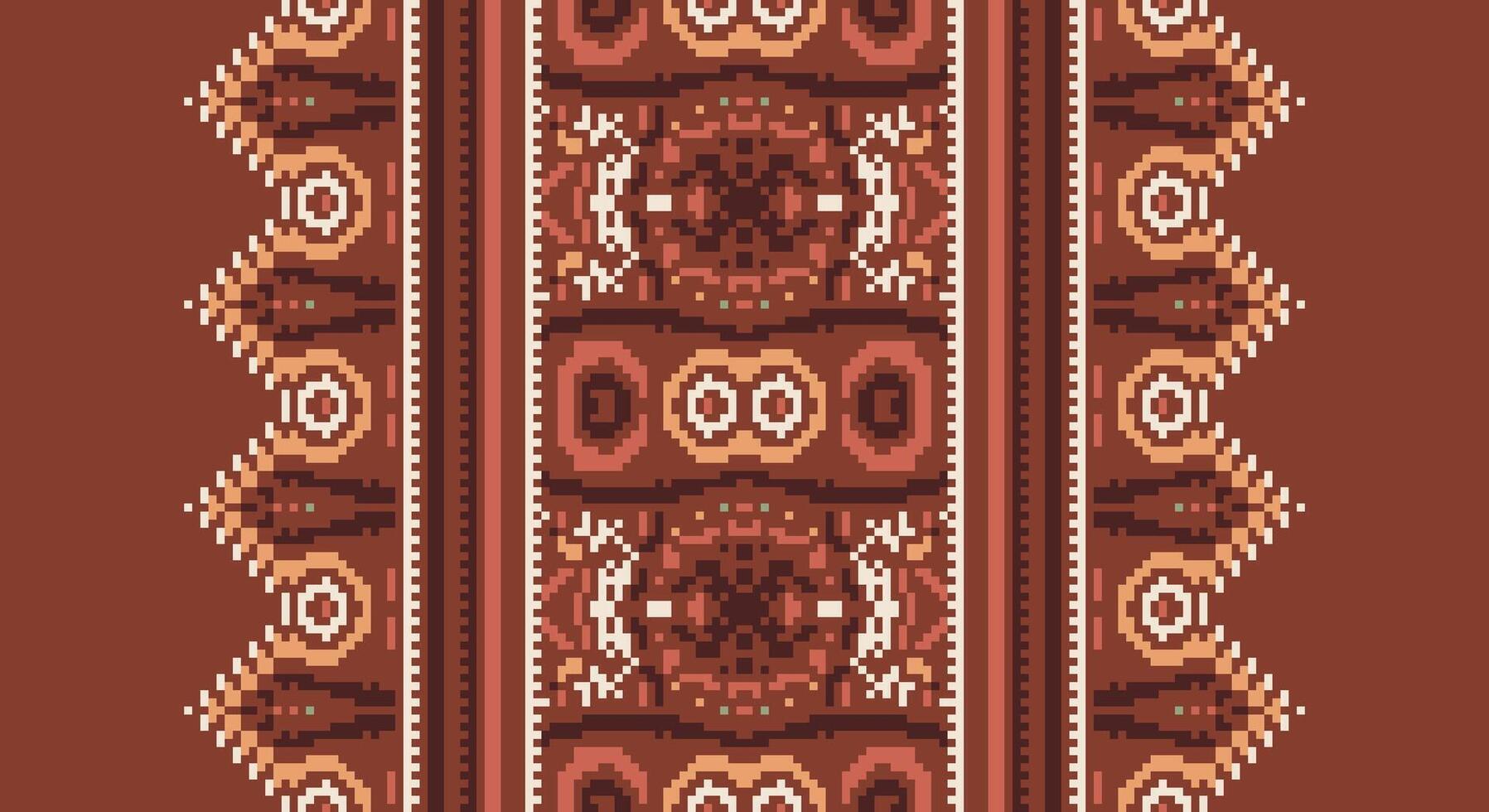 Tissue Dupatta Seamless Australian aboriginal pattern Motif embroidery, Pixel Ikat embroidery Design for Print Texture fabric saree sari carpet. kurta patola saree vector