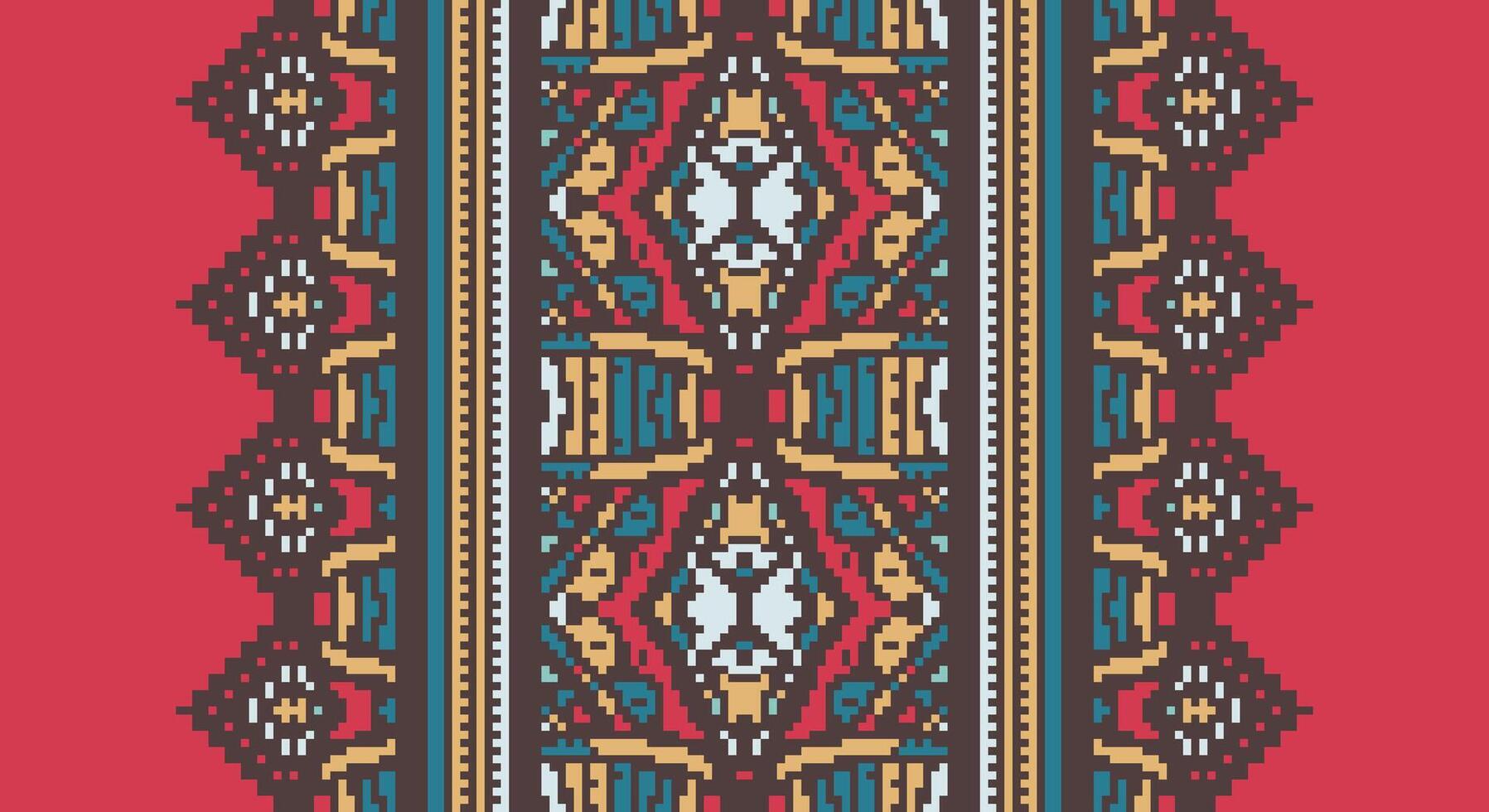 Tissue Dupatta Seamless Bandana print silk Motif embroidery, Pixel Ikat embroidery Design for Print scarf hijab pattern kerchief Pixel Ikat Silk kurti model mughal patterns vector