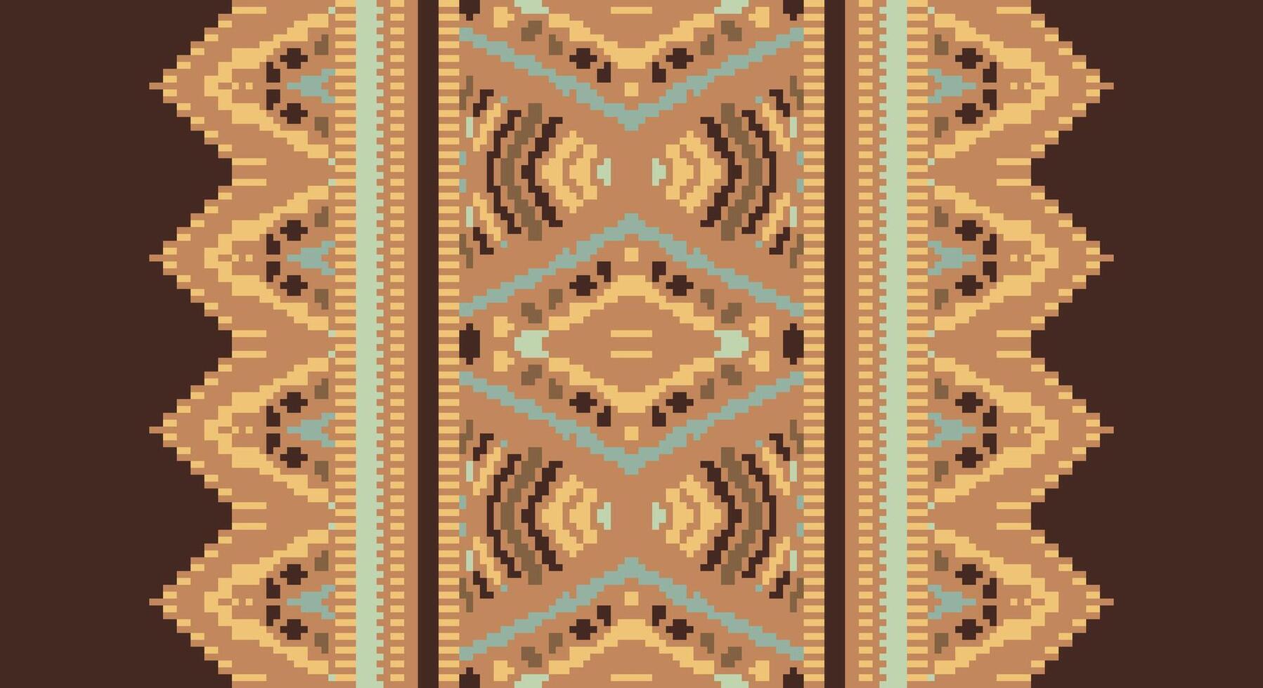 Tissue Dupatta Seamless Australian aboriginal pattern Motif embroidery, Pixel Ikat embroidery Design for Print tapestry floral kimono repeat pattern lacing spanish motif vector