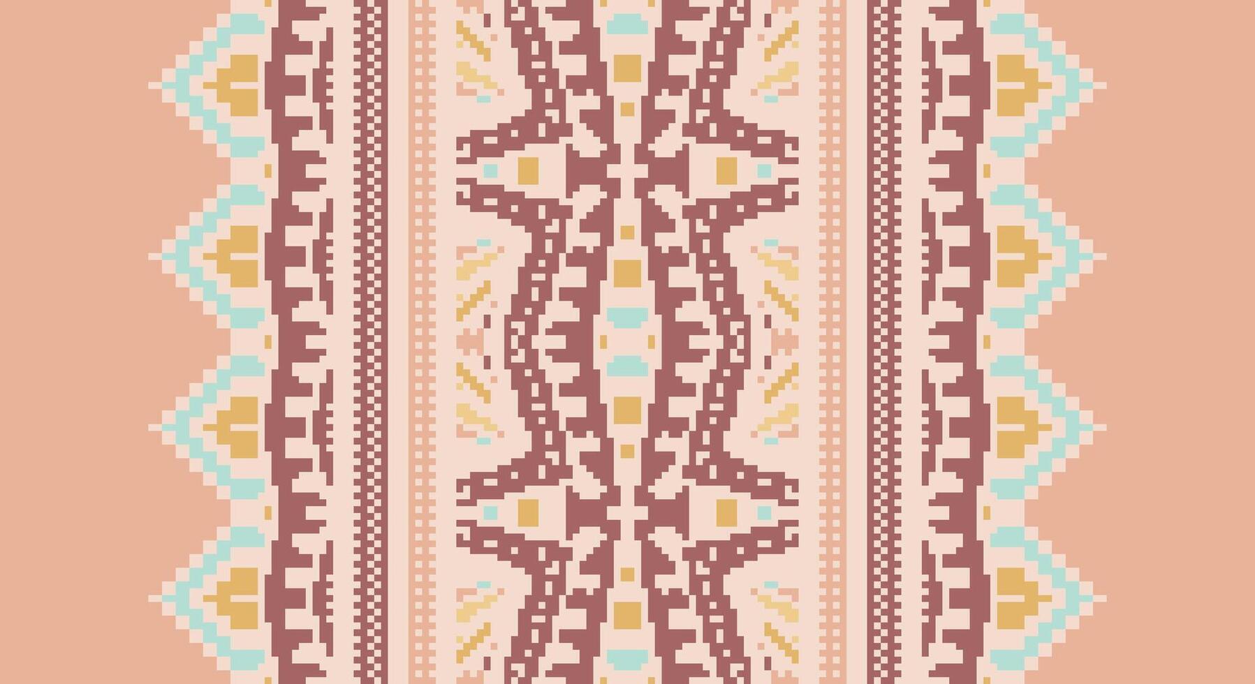 Tissue Dupatta Seamless Australian aboriginal pattern Motif embroidery, Pixel Ikat embroidery Design for Print figure tribal ink on cloth patola sari vector