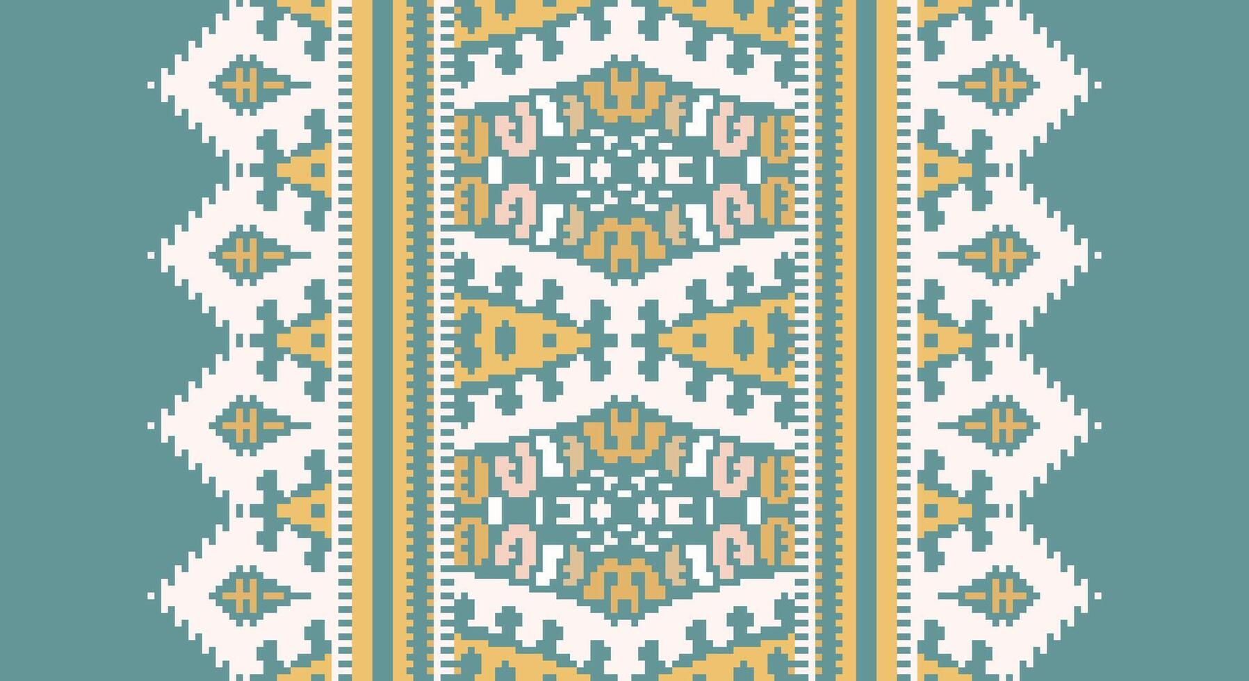 Tissue Dupatta Seamless Australian aboriginal pattern Motif embroidery, Pixel Ikat embroidery Design for Print border embroidery ancient egypt vector