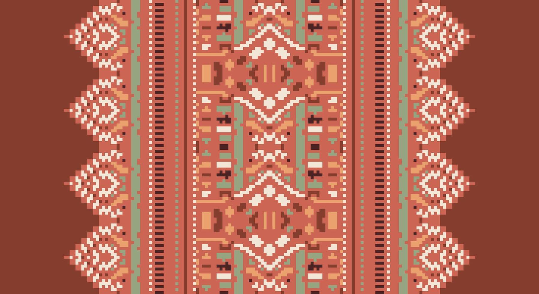 Tissue Dupatta Seamless Australian aboriginal pattern Motif embroidery, Pixel Ikat embroidery Design for Print egyptian pattern tibetan mandala bandanna vector