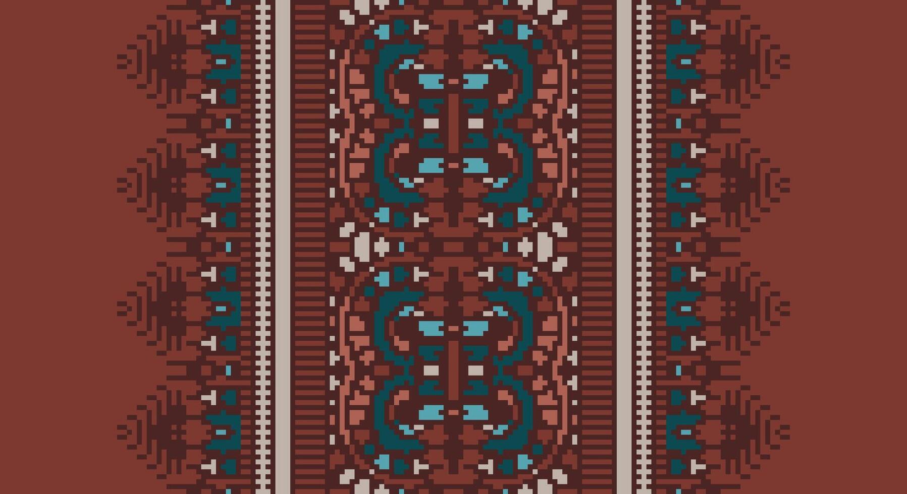 Tissue Dupatta Seamless Mughal architecture Motif embroidery, Pixel Ikat embroidery Design for Print tie dyeing pillowcase sambal puri kurti mughal architecture vector