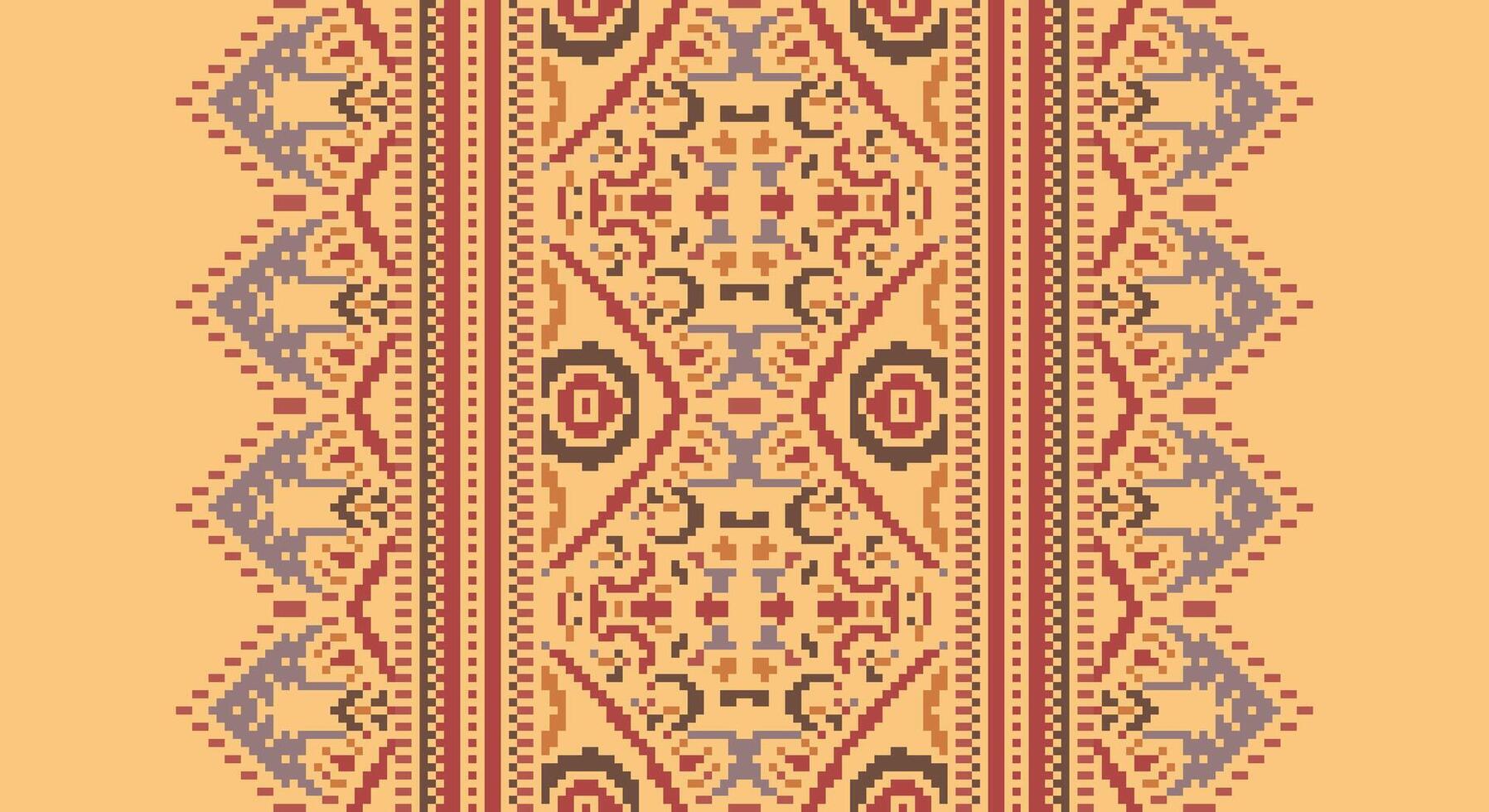 Tissue Dupatta Seamless Scandinavian pattern Motif embroidery, Pixel Ikat embroidery Design for Print endless arabesque cloth dupatta shawl bandana print silk kurta men vector