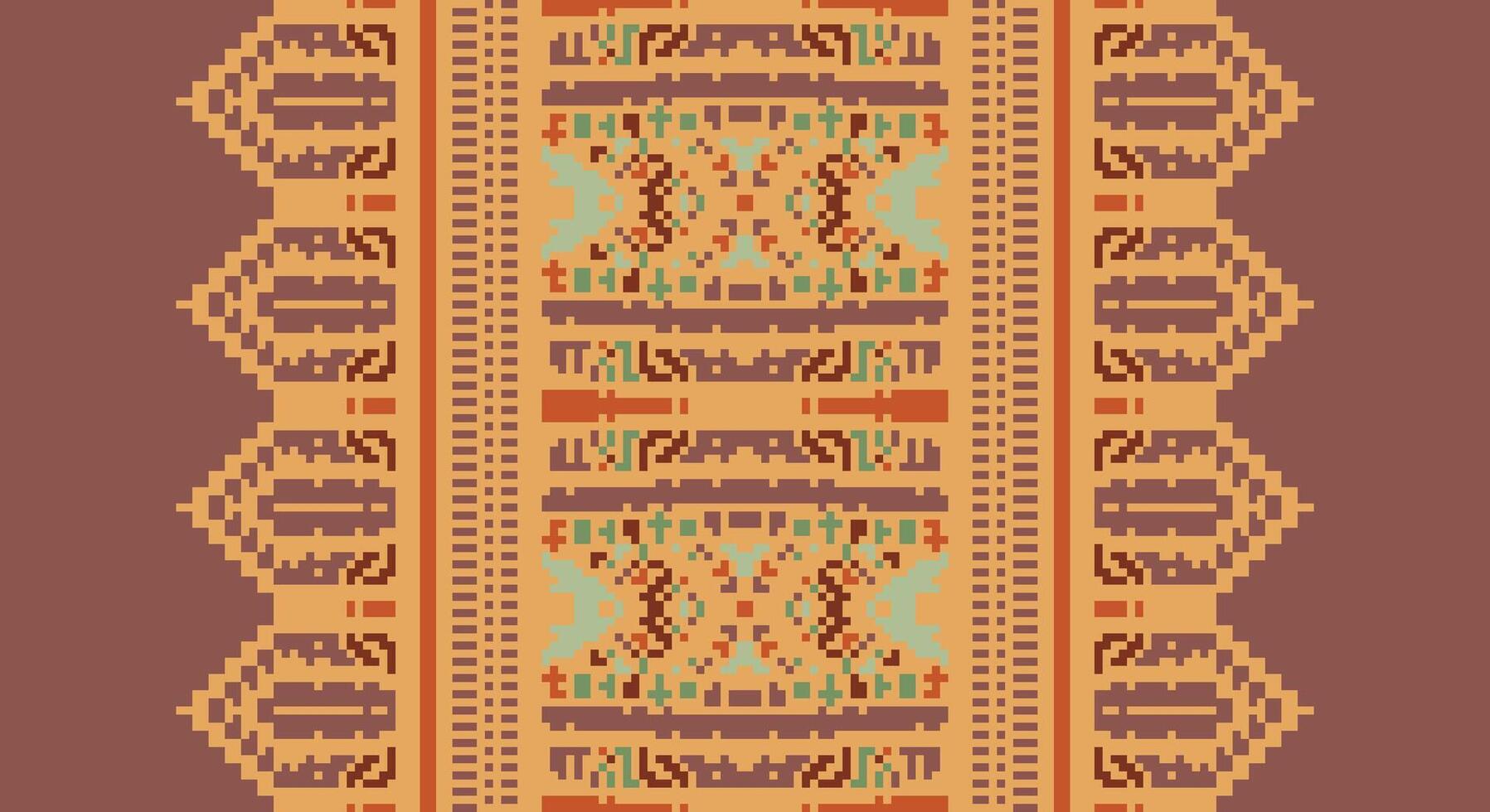 Tissue Dupatta Seamless Scandinavian pattern Motif embroidery, Pixel Ikat embroidery Design for Print border embroidery ancient egypt vector