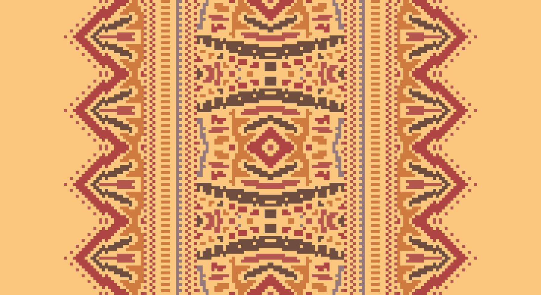 Tissue Dupatta Seamless Scandinavian pattern Motif embroidery, Pixel Ikat embroidery Design for Print indonesian batik motif embroidery native american kurta mughal design vector