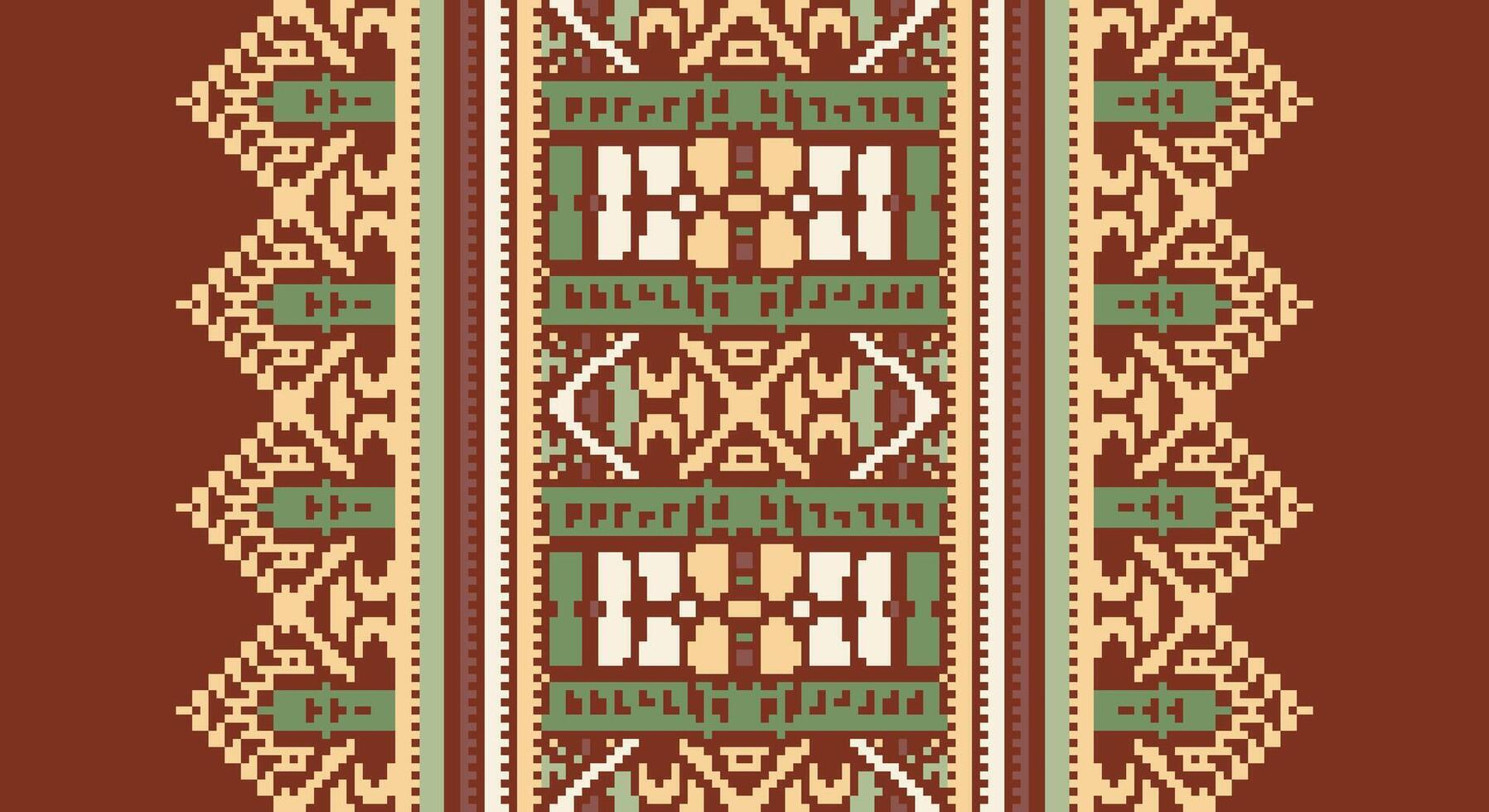 Peruvian pattern Seamless Native American, Motif embroidery, Pixel Ikat embroidery Design for Print tapestry floral kimono repeat pattern lacing spanish motif vector
