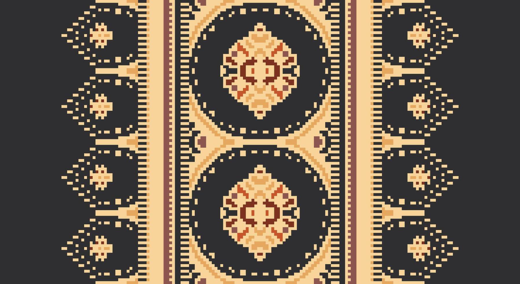 Tissue Dupatta Seamless Scandinavian pattern Motif embroidery, Pixel Ikat embroidery Design for Print pattern vintage flower folk navajo patchwork pattern vector