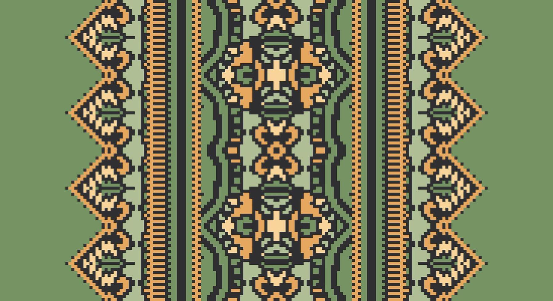 Tissue Dupatta Seamless Scandinavian pattern Motif embroidery, Pixel Ikat embroidery Design for Print egyptian pattern tibetan mandala bandanna vector
