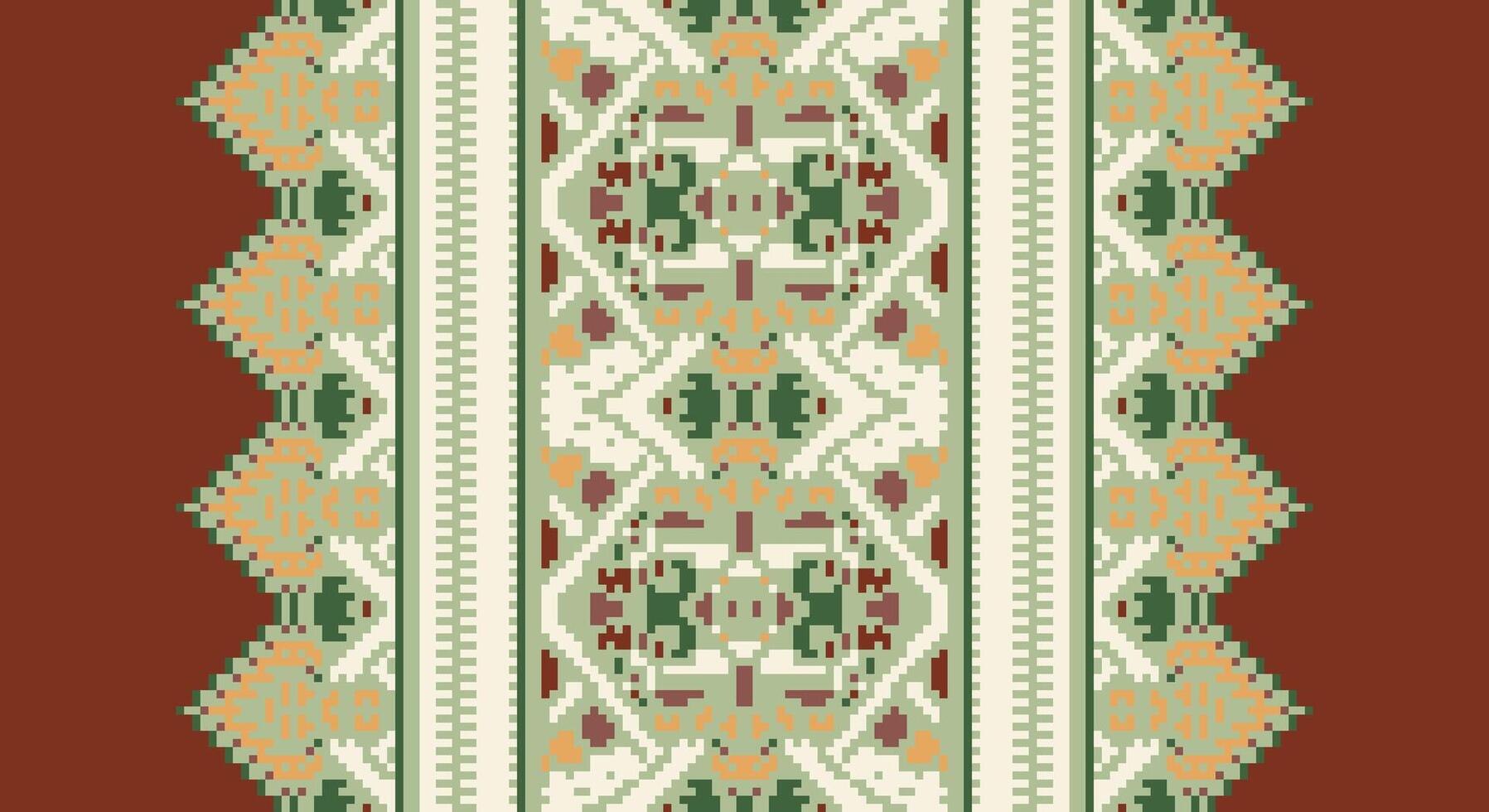 Peruvian pattern Seamless Bandana print silk Motif embroidery, Pixel Ikat embroidery Design for Print tapestry floral kimono repeat pattern lacing spanish motif vector
