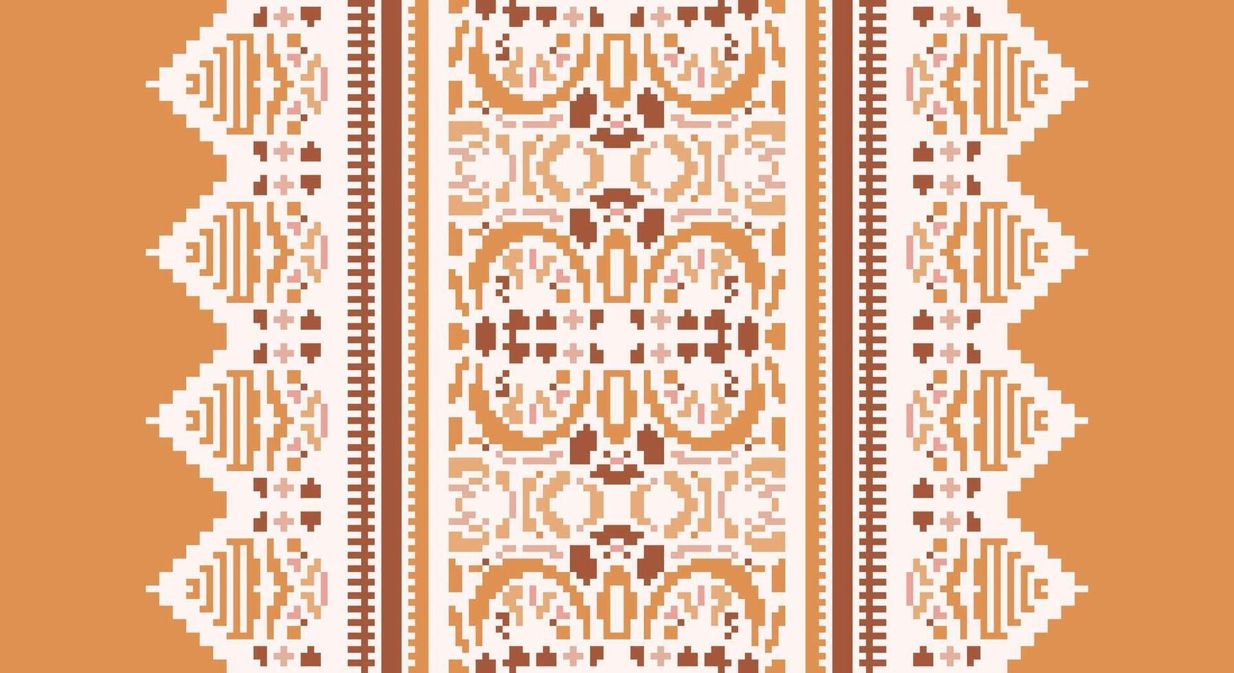 Peruvian pattern Seamless Bandana print silk Motif embroidery, Pixel Ikat embroidery Design for Print indigenous art aboriginal art pattern floral kurti mughal border vector