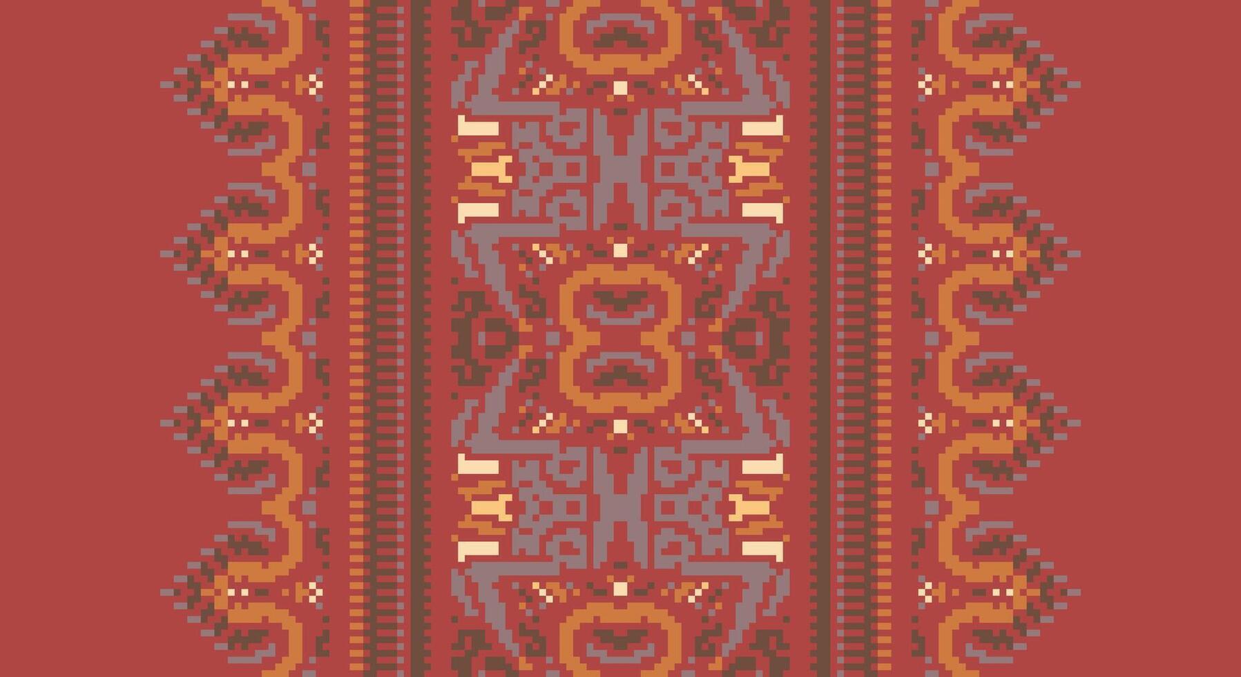 Peruvian pattern Seamless Scandinavian pattern Motif embroidery, Pixel Ikat embroidery Design for Print indonesian batik motif embroidery native american kurta mughal design vector