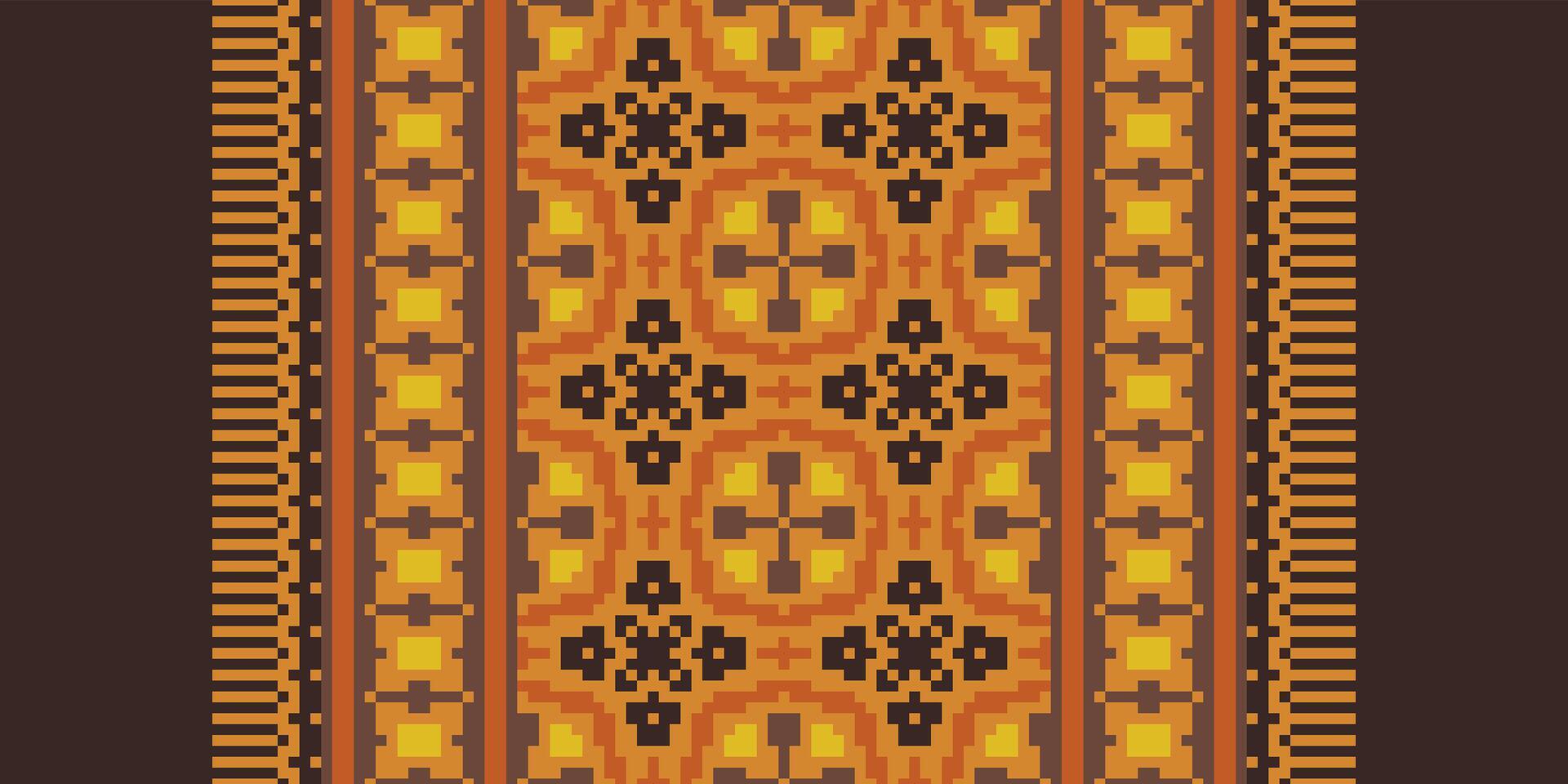 Dupatta pattern Seamless Native American, Motif embroidery, Pixel Ikat embroidery Design for Print tie dyeing pillowcase sambal puri kurti mughal architecture vector