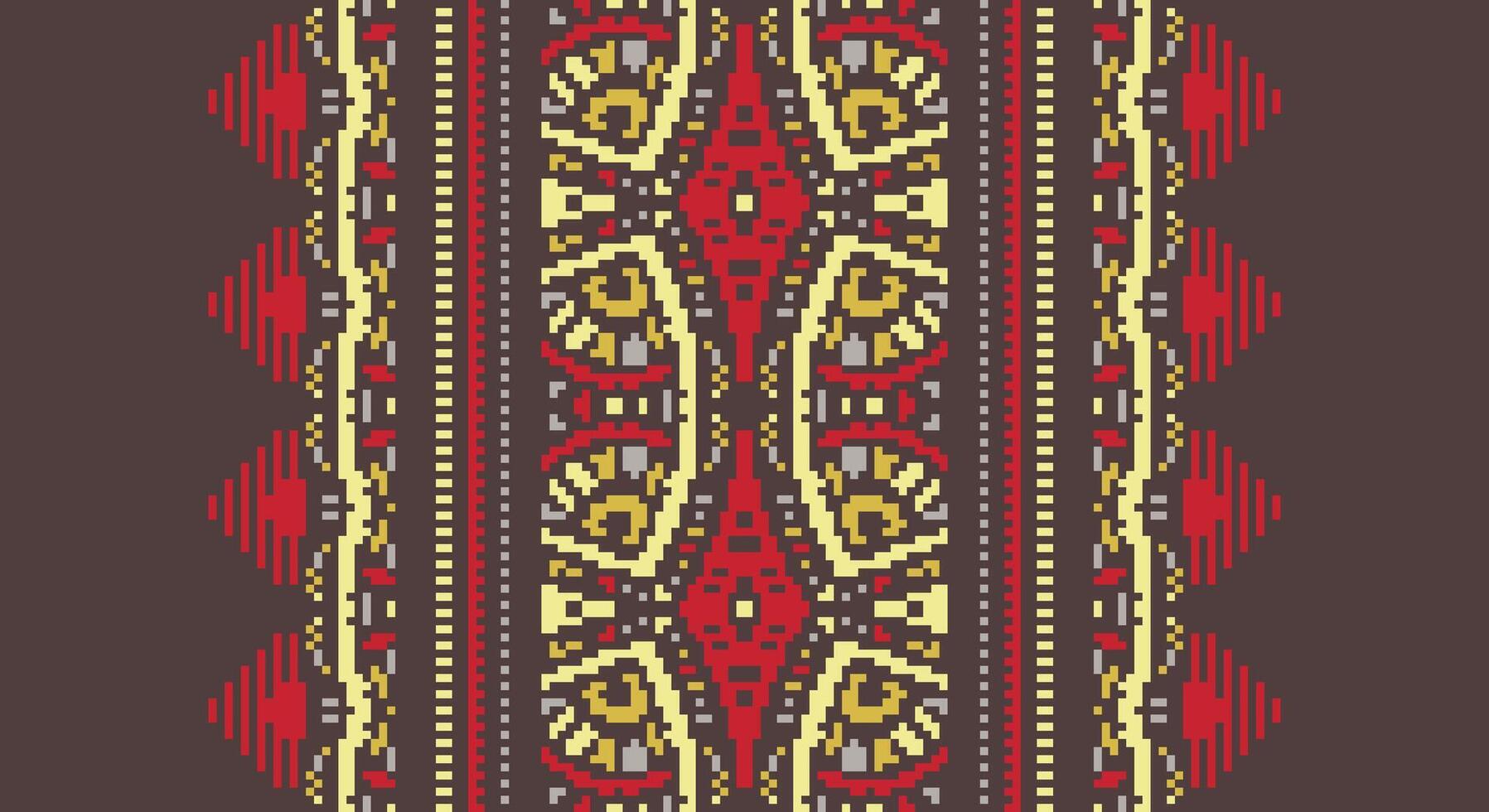 Patola sari Seamless Native American, Motif embroidery, Pixel Ikat embroidery Design for Print pattern vintage flower folk navajo patchwork pattern vector