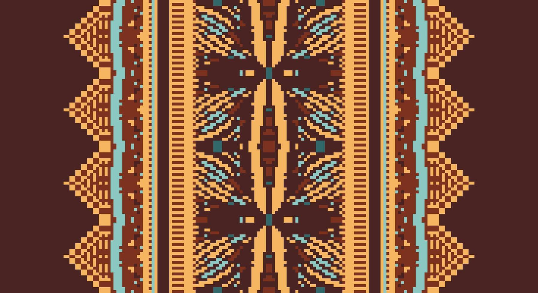 Peruvian pattern Seamless Scandinavian pattern Motif embroidery, Pixel Ikat embroidery Design for Print tapestry floral kimono repeat pattern lacing spanish motif vector