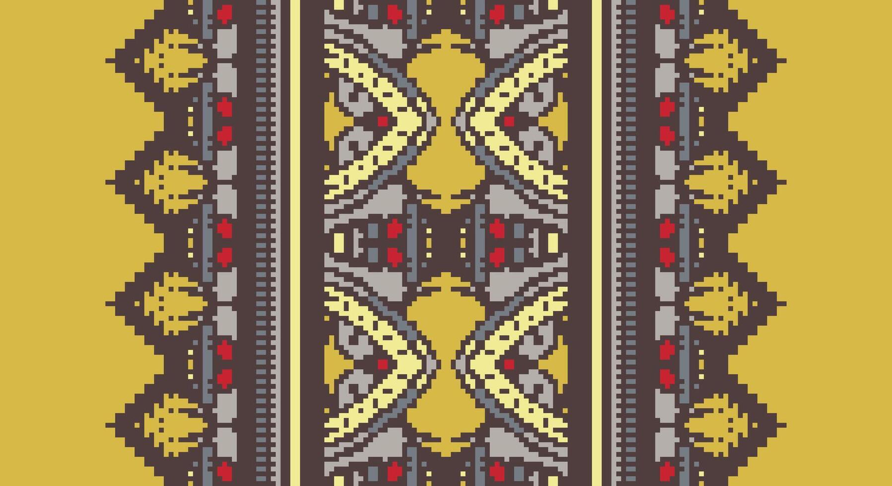 Patola sari Seamless Native American, Motif embroidery, Pixel Ikat embroidery Design for Print tapestry floral kimono repeat pattern lacing spanish motif vector