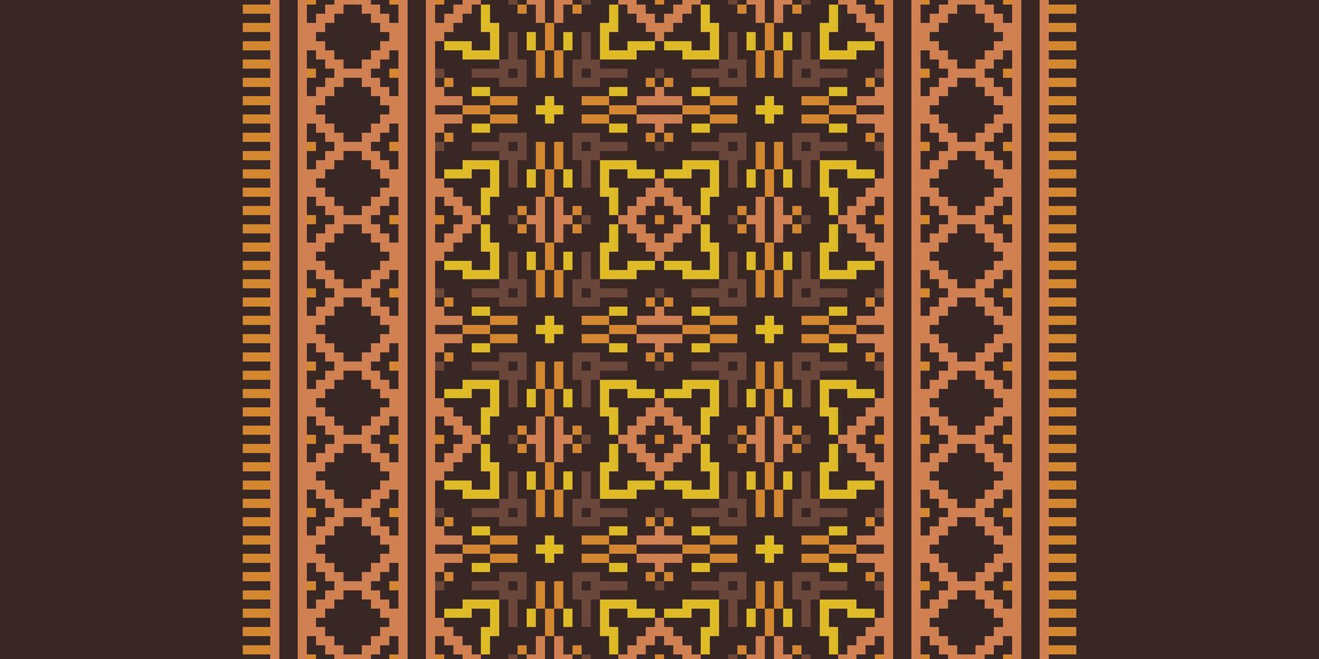 Dupatta pattern Seamless Native American, Motif embroidery, Pixel Ikat embroidery Design for Print tapestry floral kimono repeat pattern lacing spanish motif vector
