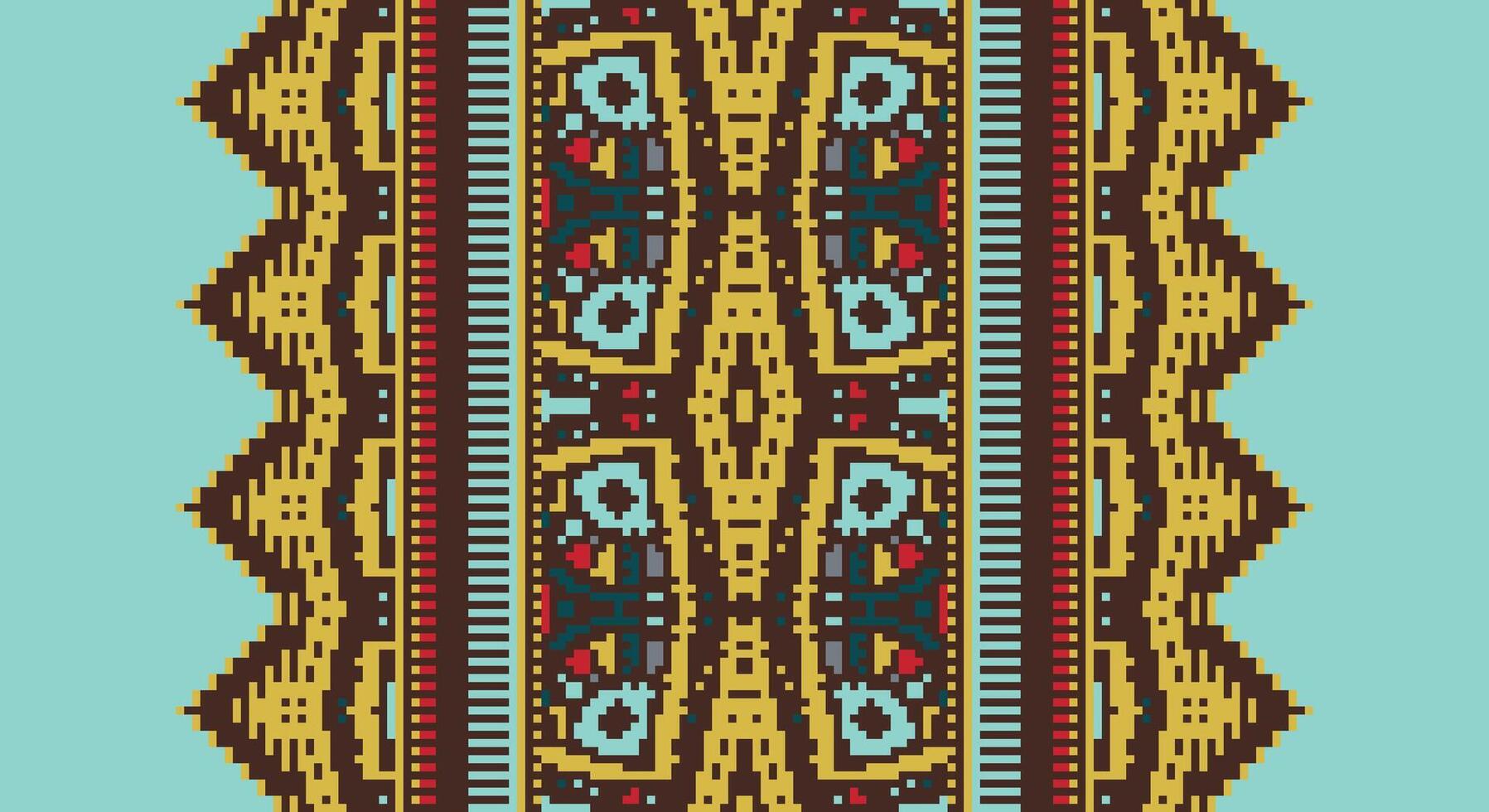 Patola sari Seamless Native American, Motif embroidery, Pixel Ikat embroidery Design for Print kurta pattern mughal motifs tapestry pattern floral repeat vector