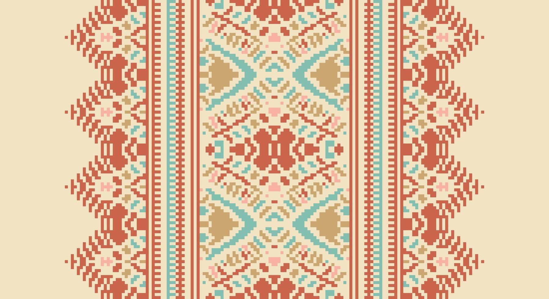 Patola sari Seamless Native American, Motif embroidery, Pixel Ikat embroidery Design for Print figure tribal ink on cloth patola sari vector