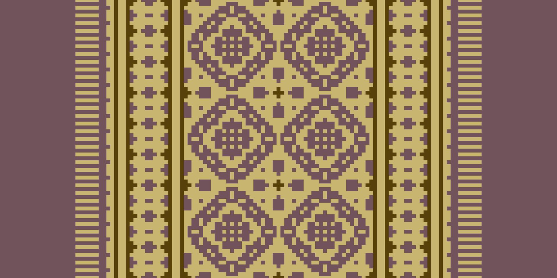 Dupatta pattern Seamless Native American, Motif embroidery, Pixel Ikat embroidery Design for Print figure tribal ink on cloth patola sari vector