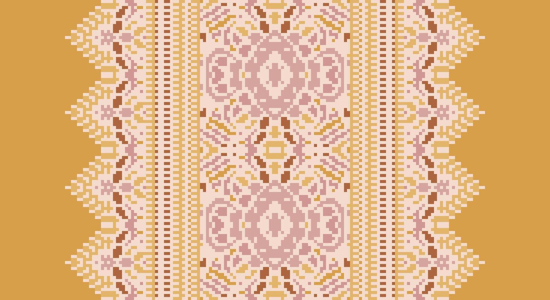 Patola sari Seamless Bandana print silk Motif embroidery, Pixel Ikat embroidery Design for Print scandinavian pattern saree ethnic nativity gypsy pattern vector