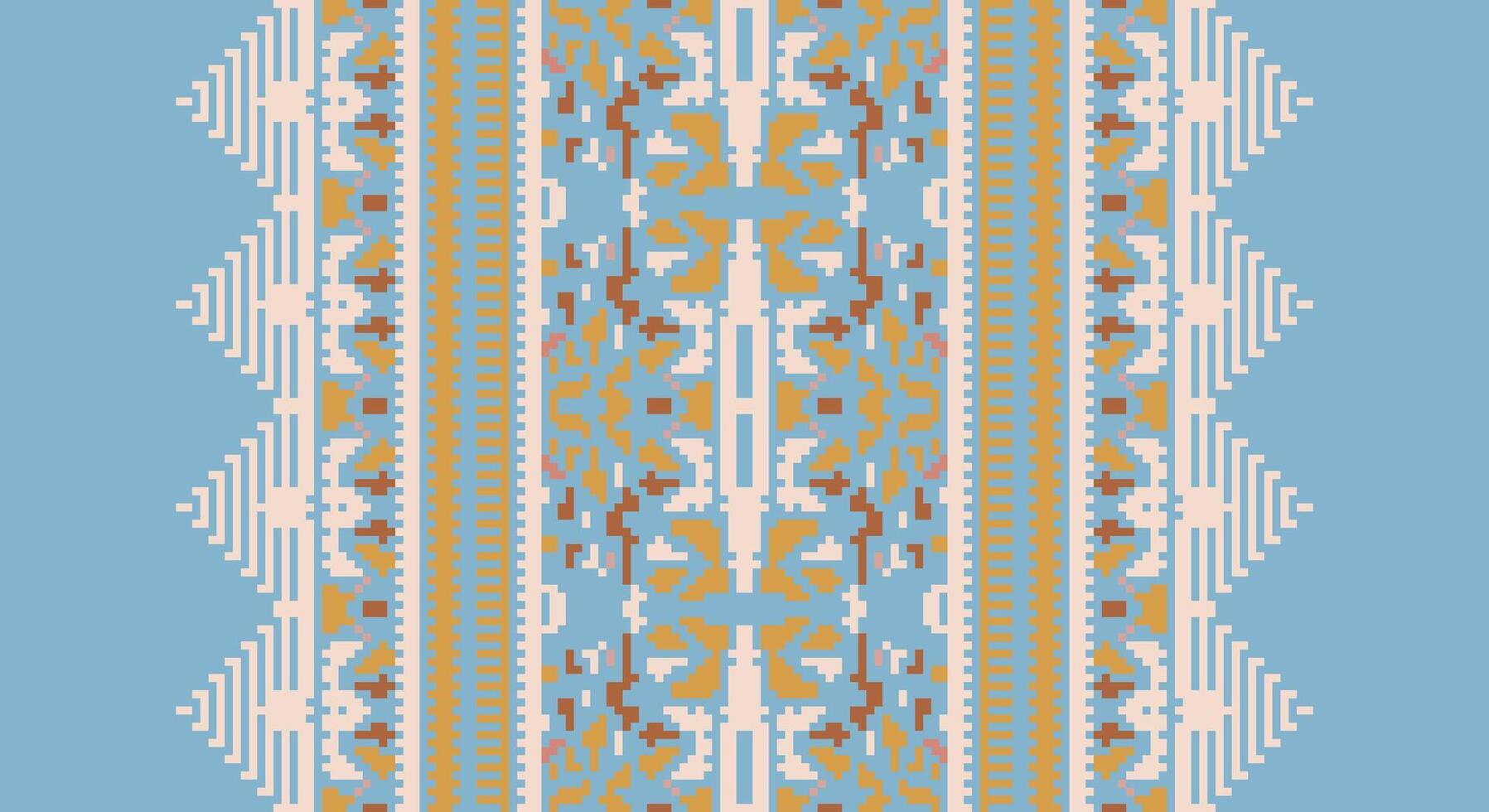 Patola sari Seamless Bandana print silk Motif embroidery, Pixel Ikat embroidery Design for Print scandinavian pattern saree ethnic nativity gypsy pattern vector