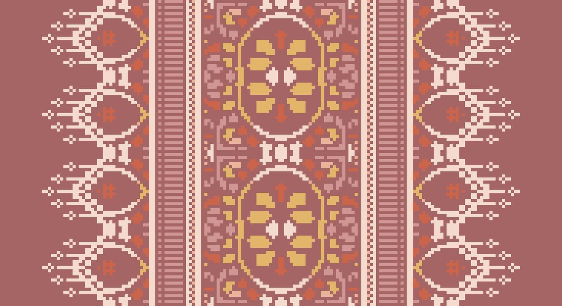 Patola sari Seamless Australian aboriginal pattern Motif embroidery, Pixel Ikat embroidery Design for Print endless arabesque cloth dupatta shawl bandana print silk kurta men vector