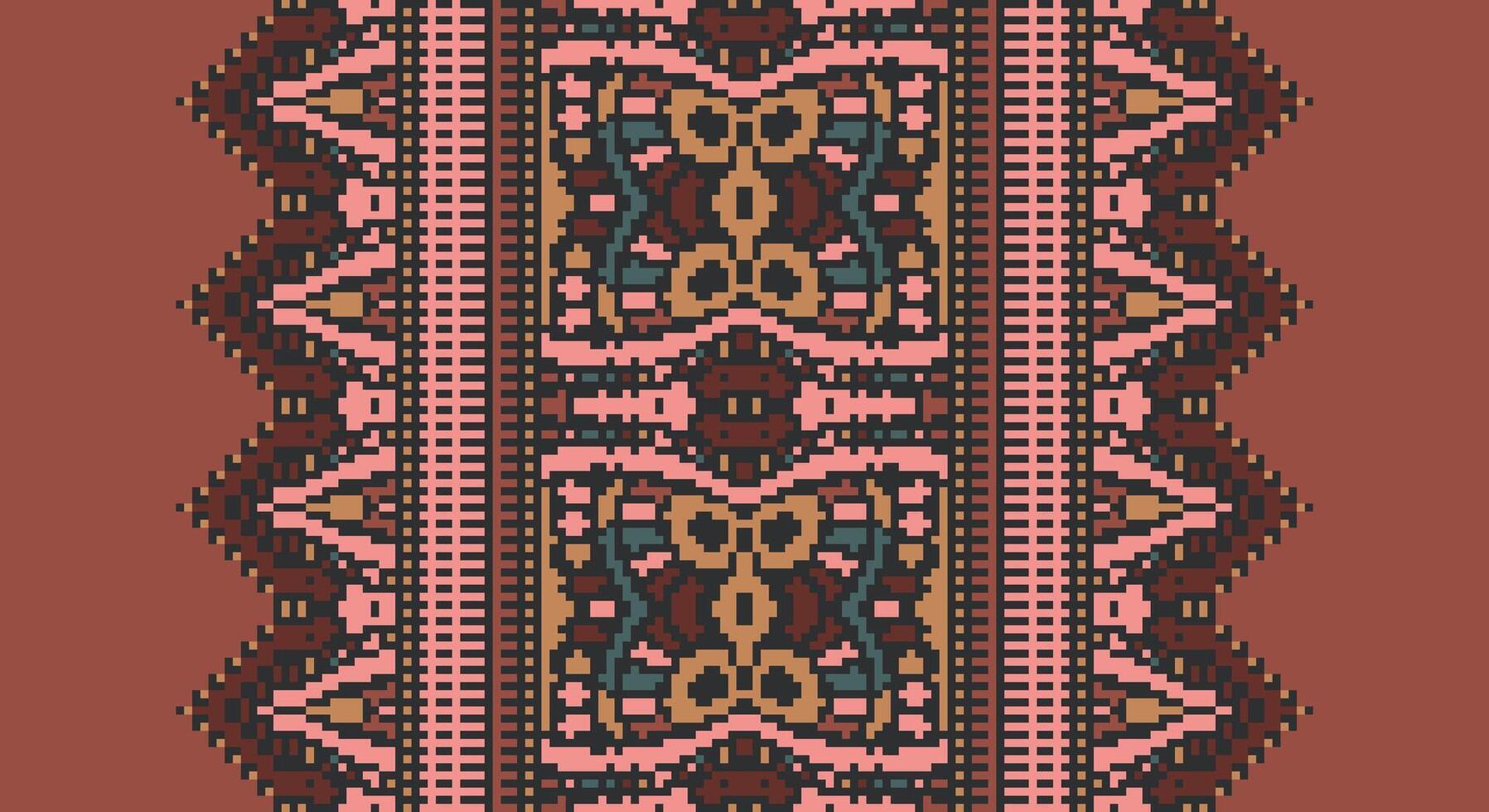 Patola sari Seamless Bandana print silk Motif embroidery, Pixel Ikat embroidery Design for Print kurta pattern mughal motifs tapestry pattern floral repeat vector