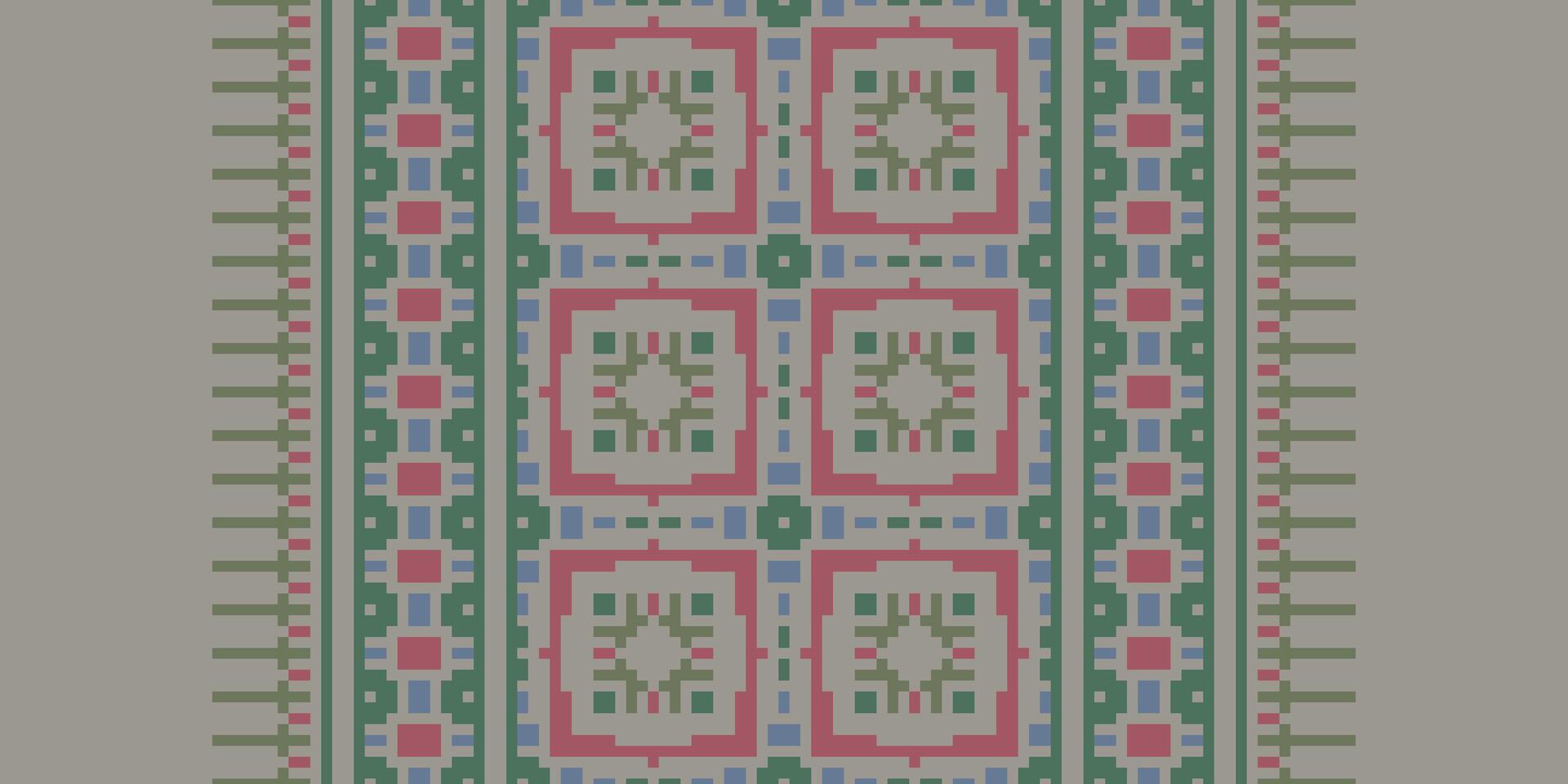Dupatta pattern Seamless Scandinavian pattern Motif embroidery, Pixel Ikat embroidery Design for Print vyshyvanka placemat quilt sarong sarong beach kurtis Indian motifs vector