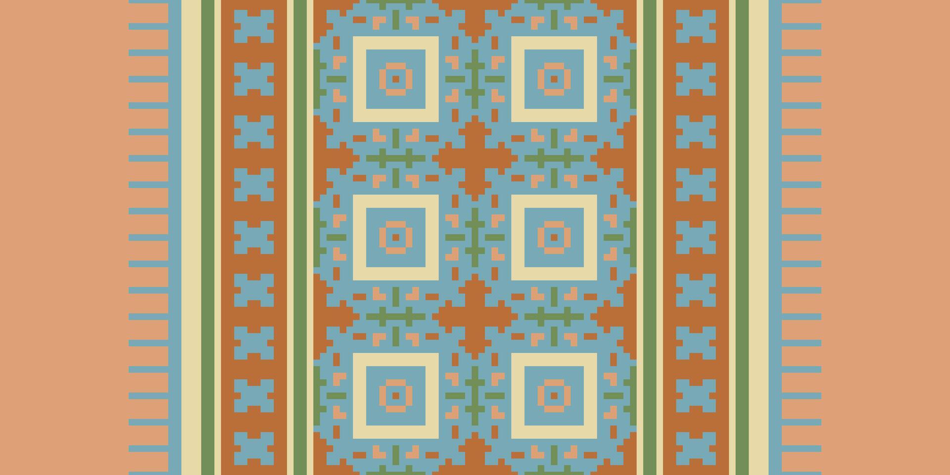 Dupatta pattern Seamless Scandinavian pattern Motif embroidery, Pixel Ikat embroidery Design for Print figure tribal ink on cloth patola sari vector