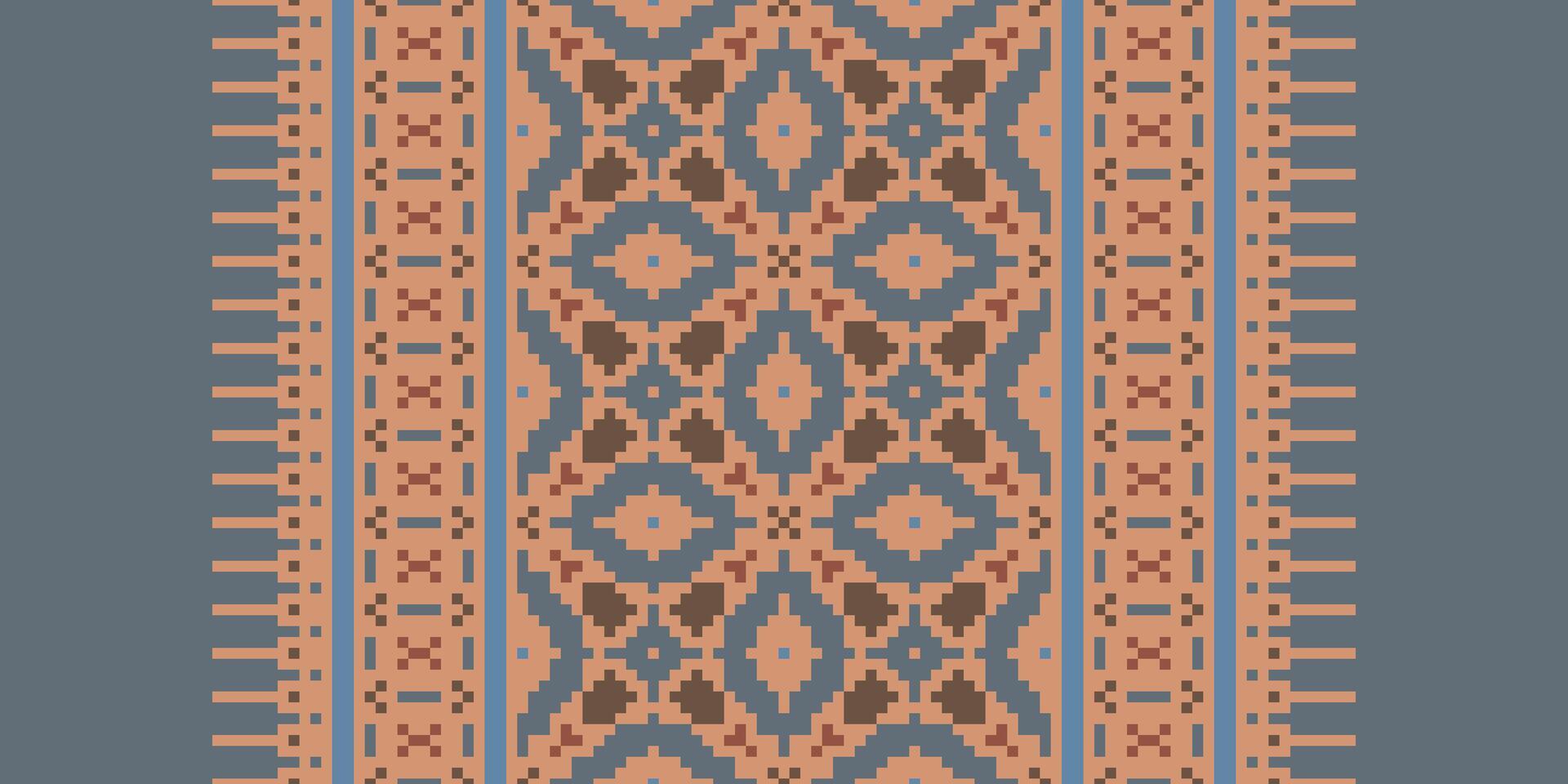 Dupatta pattern Seamless Mughal architecture Motif embroidery, Pixel Ikat embroidery Design for Print scandinavian pattern saree ethnic nativity gypsy pattern vector