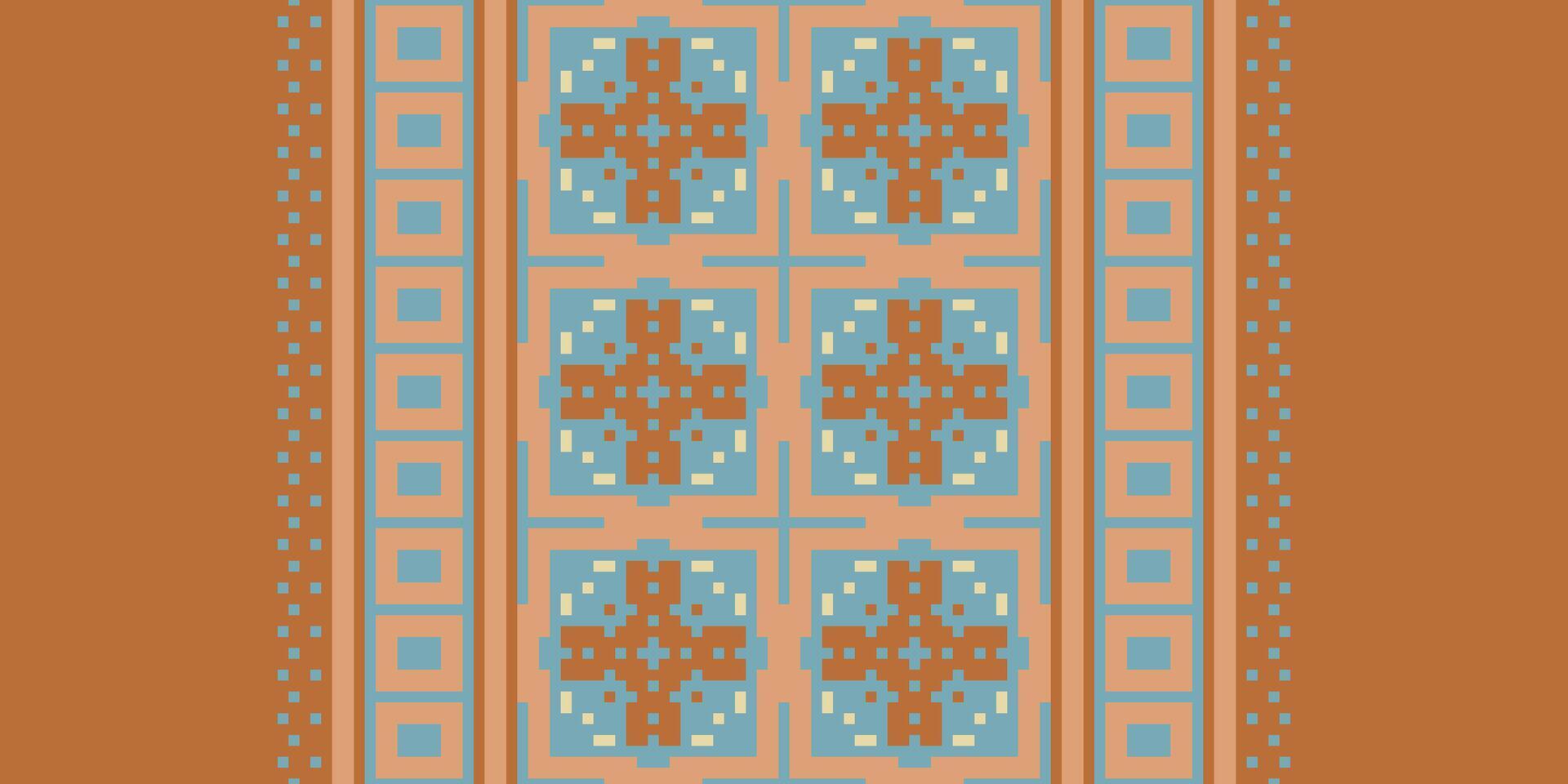 Dupatta pattern Seamless Scandinavian pattern Motif embroidery, Pixel Ikat embroidery Design for Print egyptian pattern tibetan mandala bandanna vector