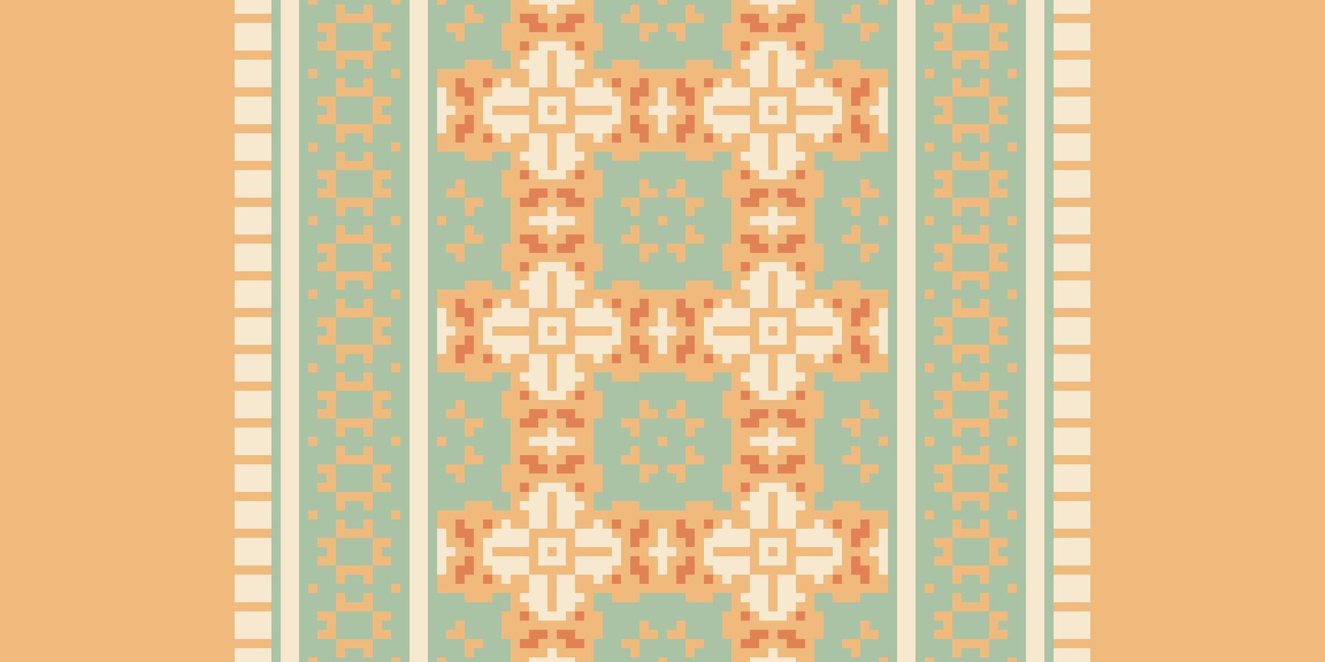 Ancient patterns Seamless Bandana print silk Motif embroidery, Pixel Ikat embroidery Design for Print indonesian batik motif embroidery native american kurta mughal design vector