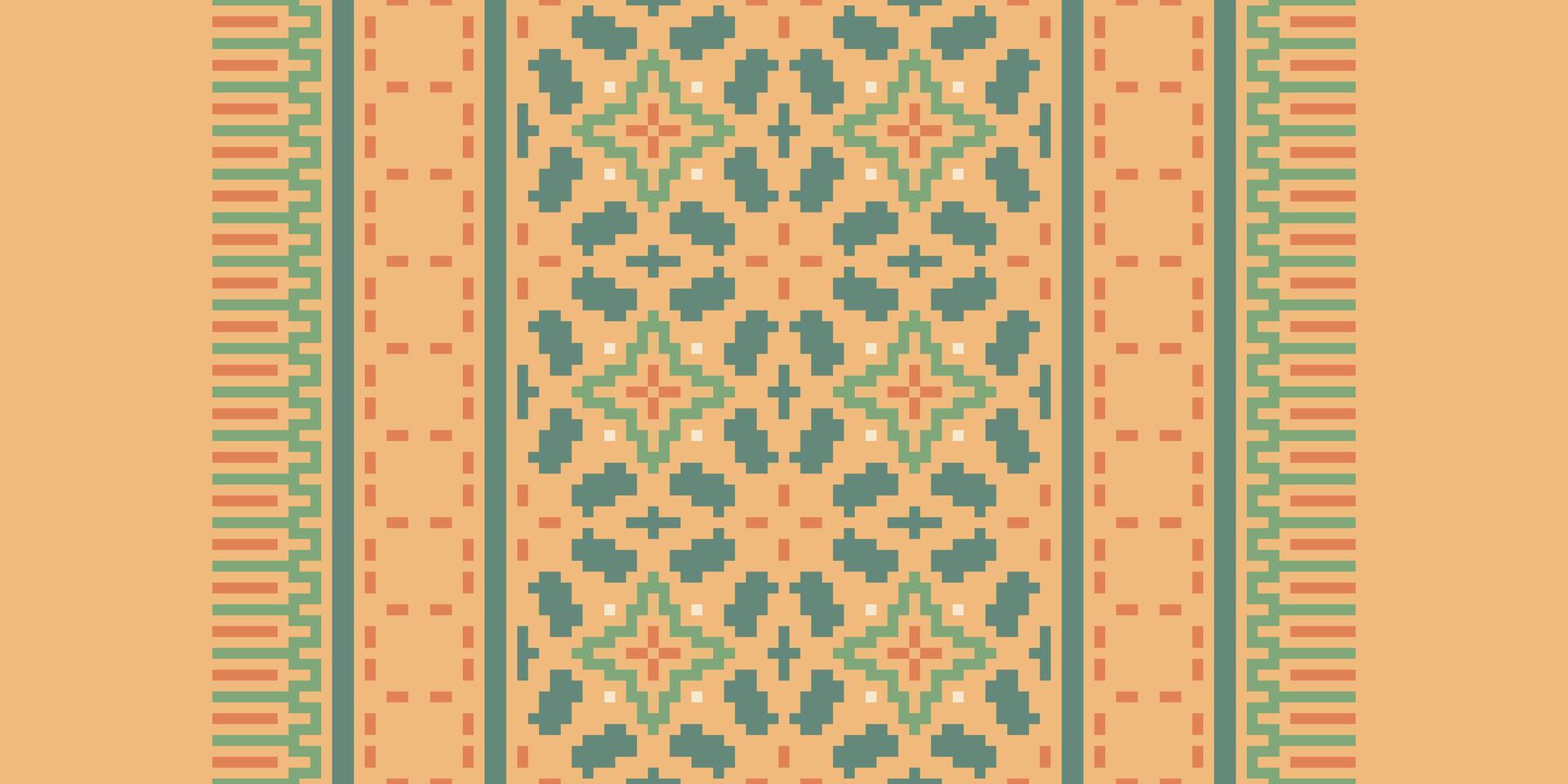Ancient patterns Seamless Bandana print silk Motif embroidery, Pixel Ikat embroidery Design for Print Texture fabric saree sari carpet. kurta patola saree vector