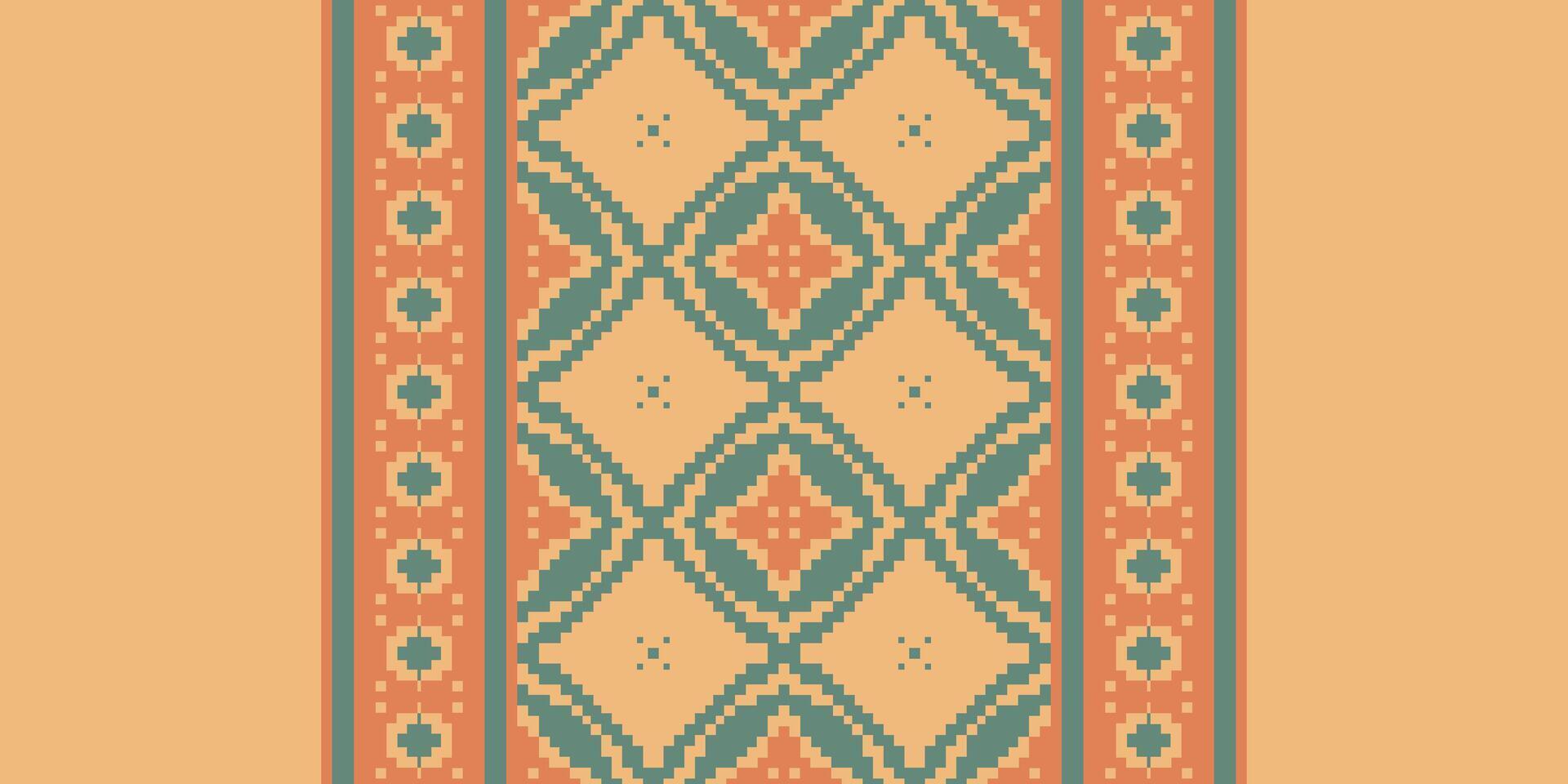 Ancient patterns Seamless Bandana print silk Motif embroidery, Pixel Ikat embroidery Design for Print endless arabesque cloth dupatta shawl bandana print silk kurta men vector