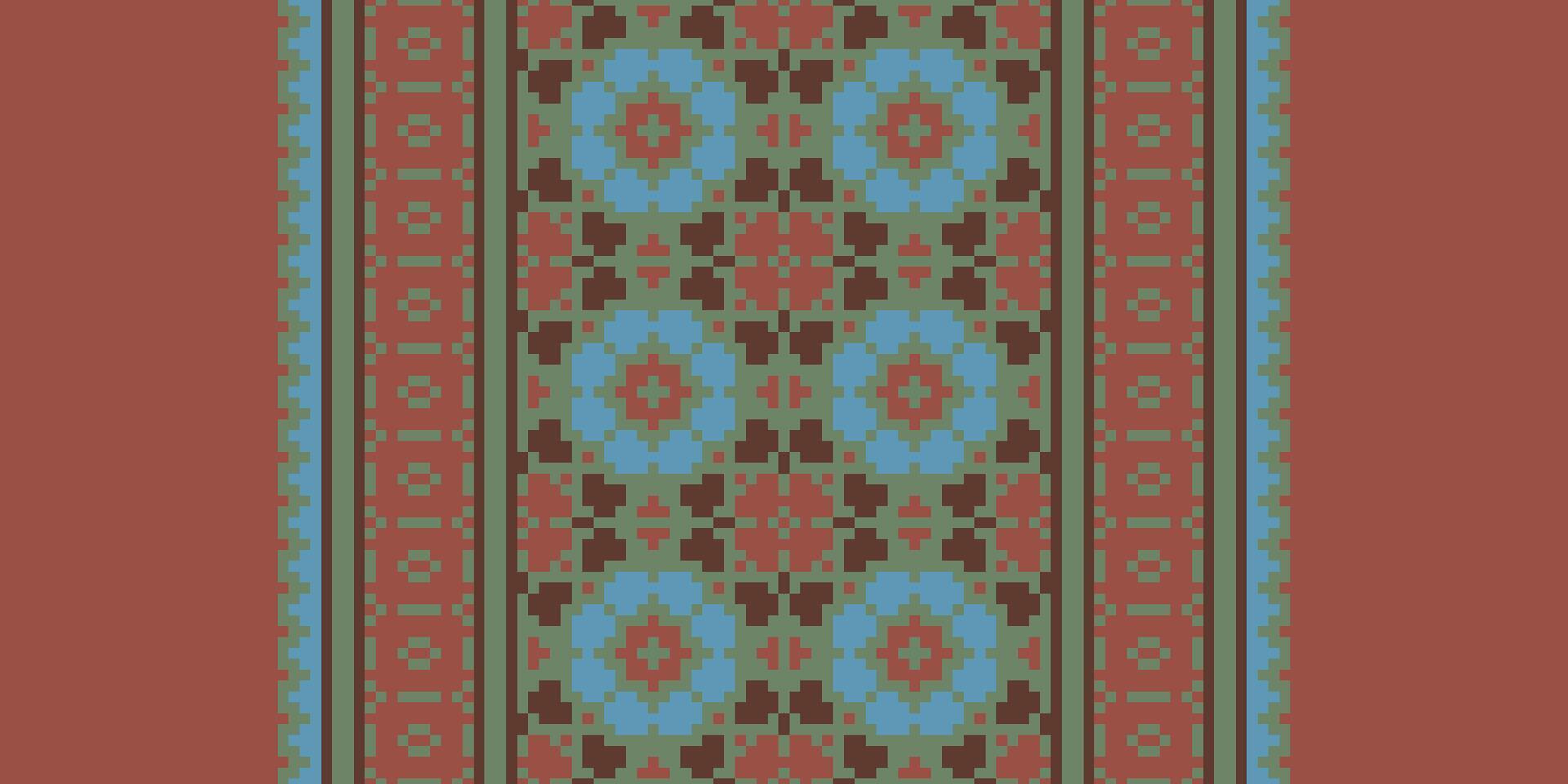 Ancient patterns Seamless Bandana print silk Motif embroidery, Pixel Ikat embroidery Design for Print scandinavian pattern saree ethnic nativity gypsy pattern vector